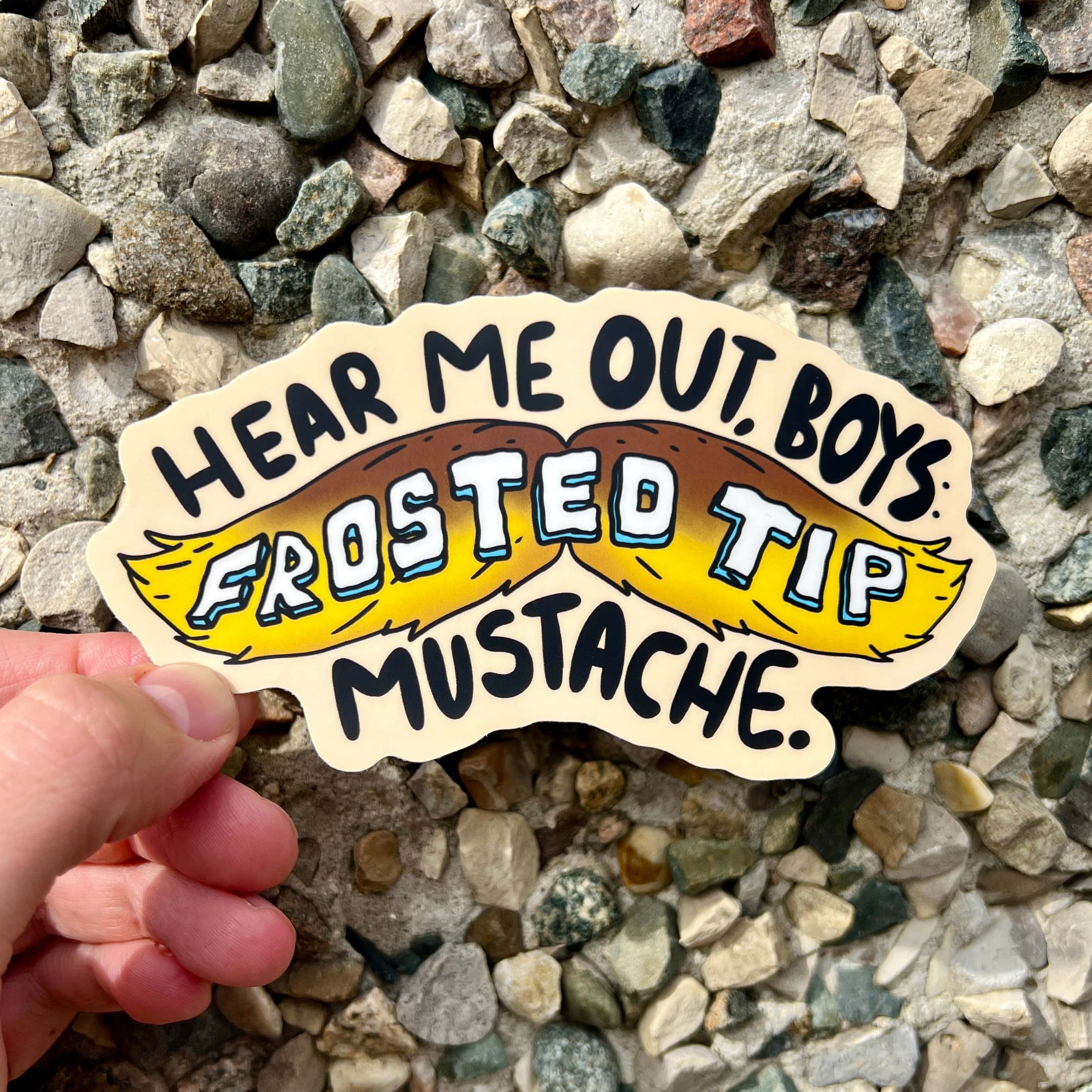  Hear me out boys. Frosted tip mustache Frankie Lapenna Sticker、mySite、elrpsem3k