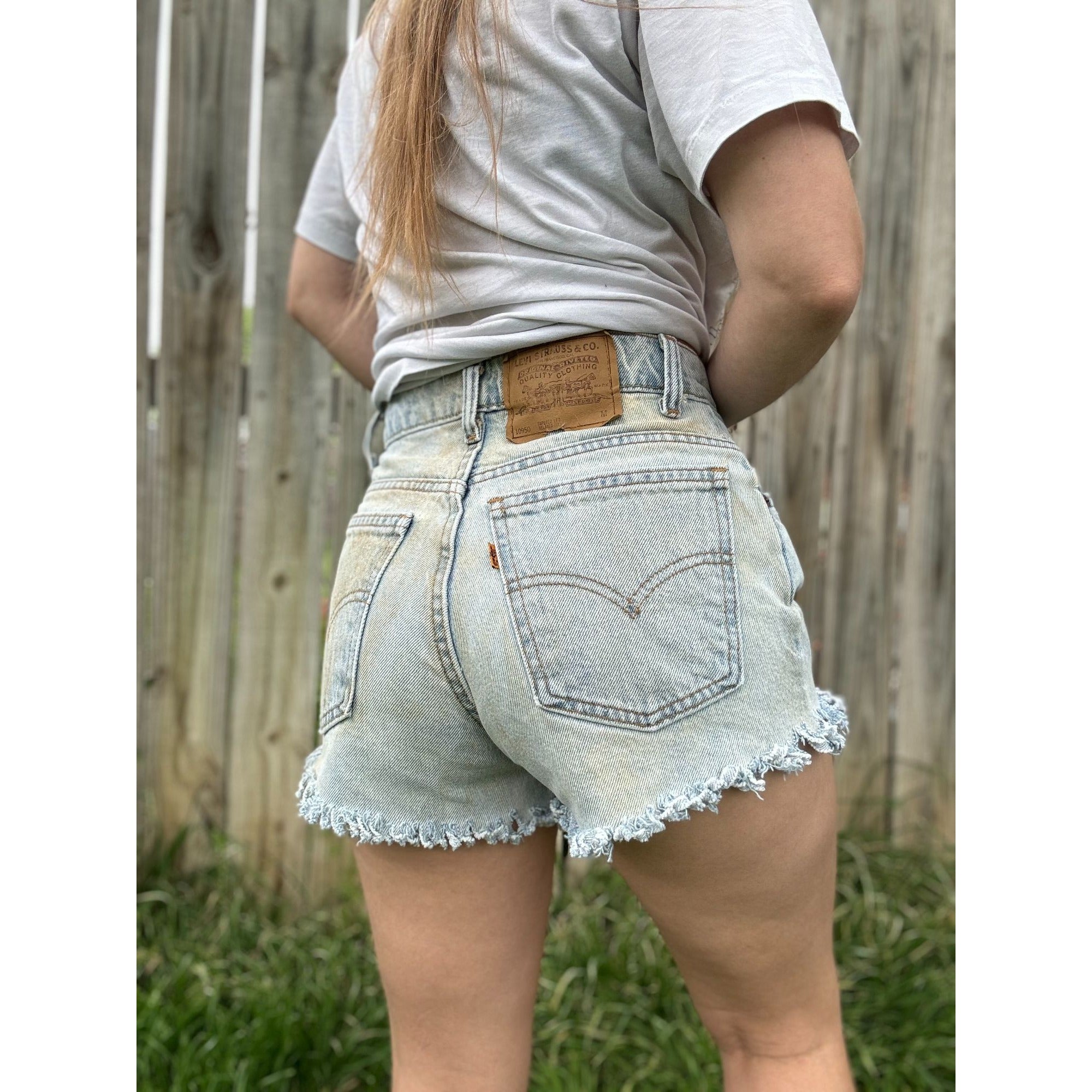 95' Levi's 950 Tapered Leg Orange Tab Cut Off Raw Hem Jean Shorts 5、mySite、garagedoors4me