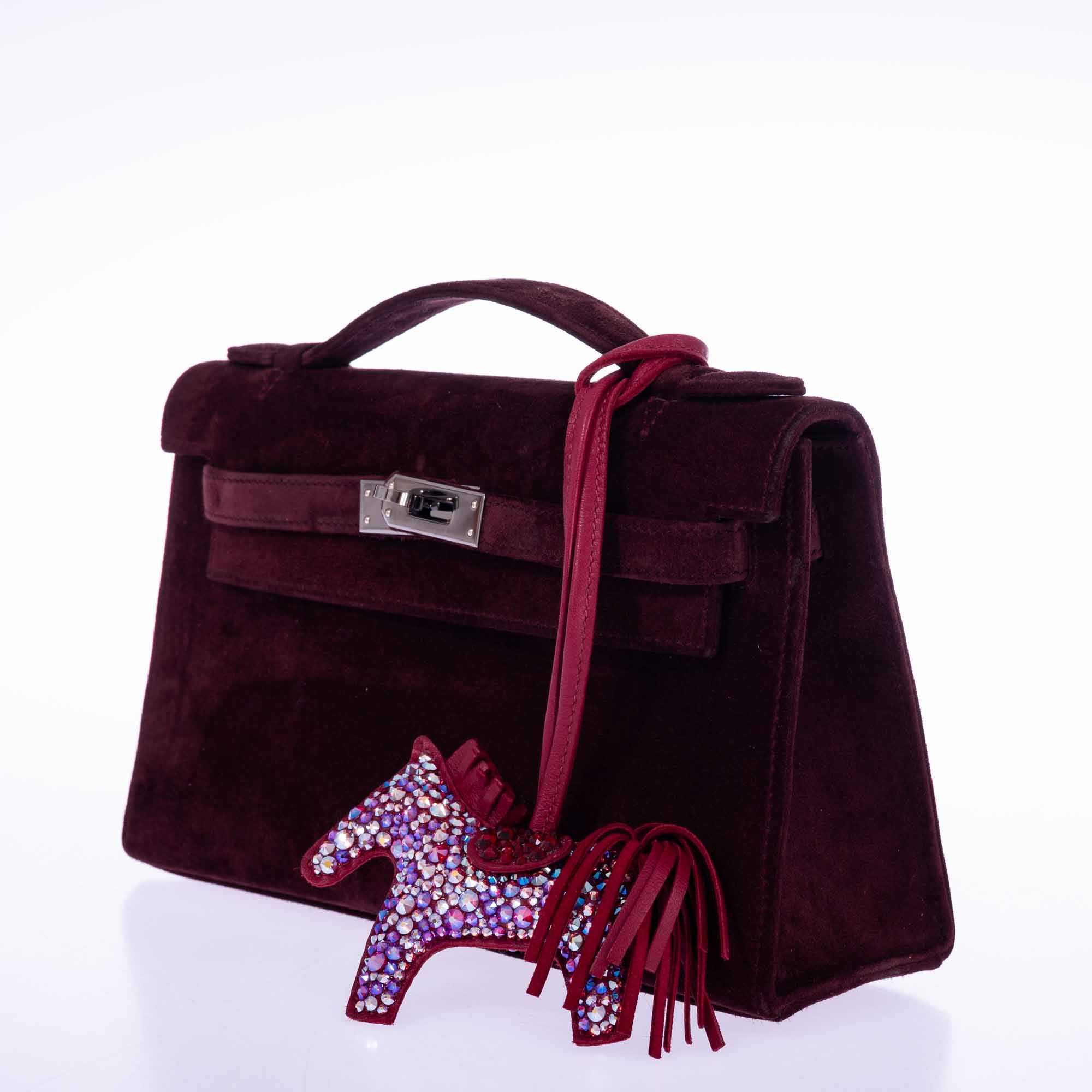Hermès Kelly Doblis Mini Pochette Bordeaux Veau Suede Palladium Hardware、mySite、garminoutage.com