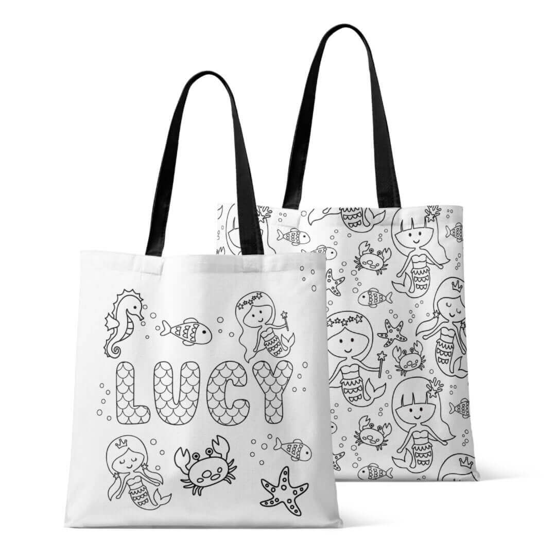  Colorable Personalized Tote Bags | Mermaid Magic、mySite、layawaytickets