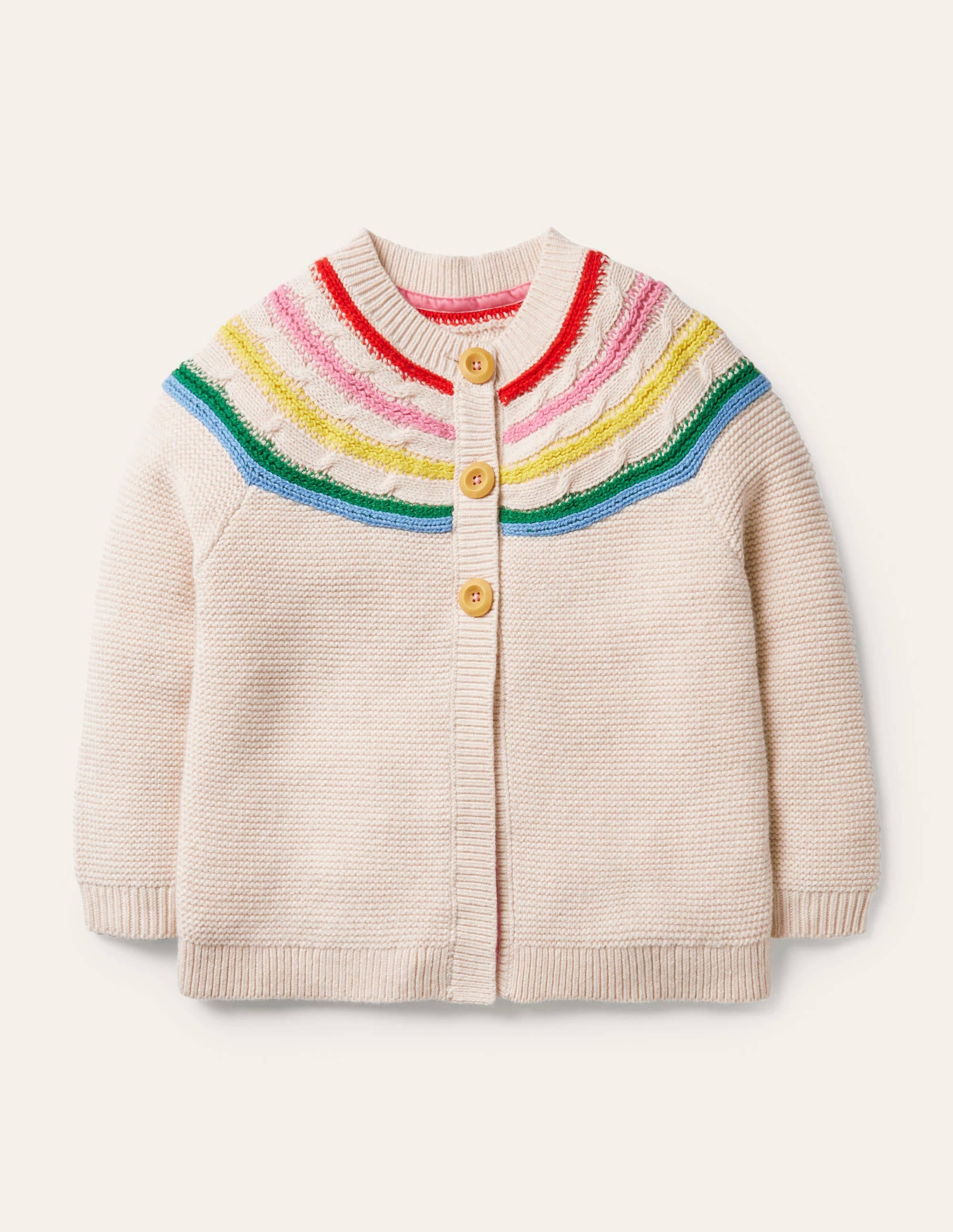  Fun Rainbow Yoke Cardigan-Ecru Marl、mySite、ashleygrahame
