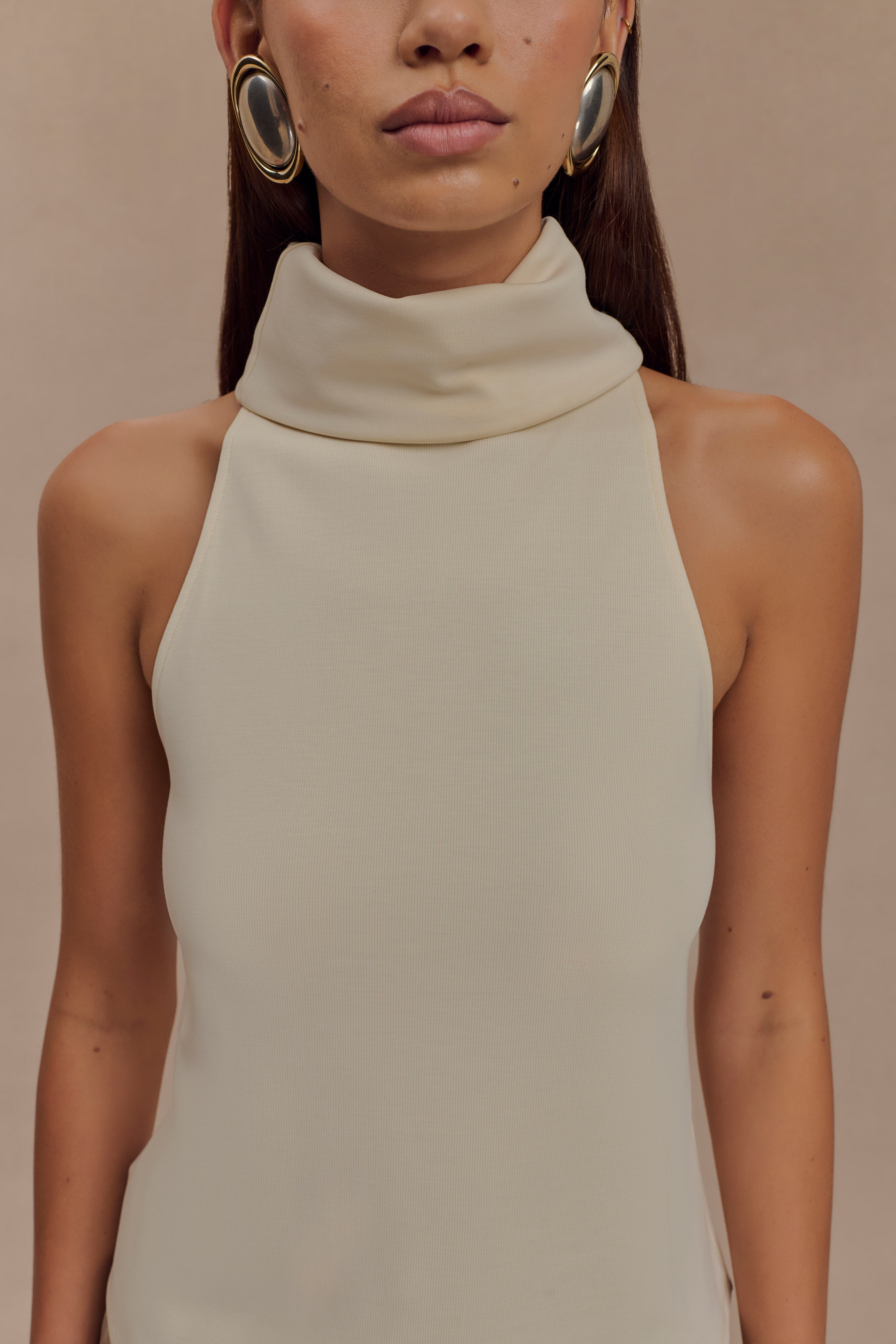 Birdie High Neck Sleeveless Top - Ivory、mySite、solidvoid