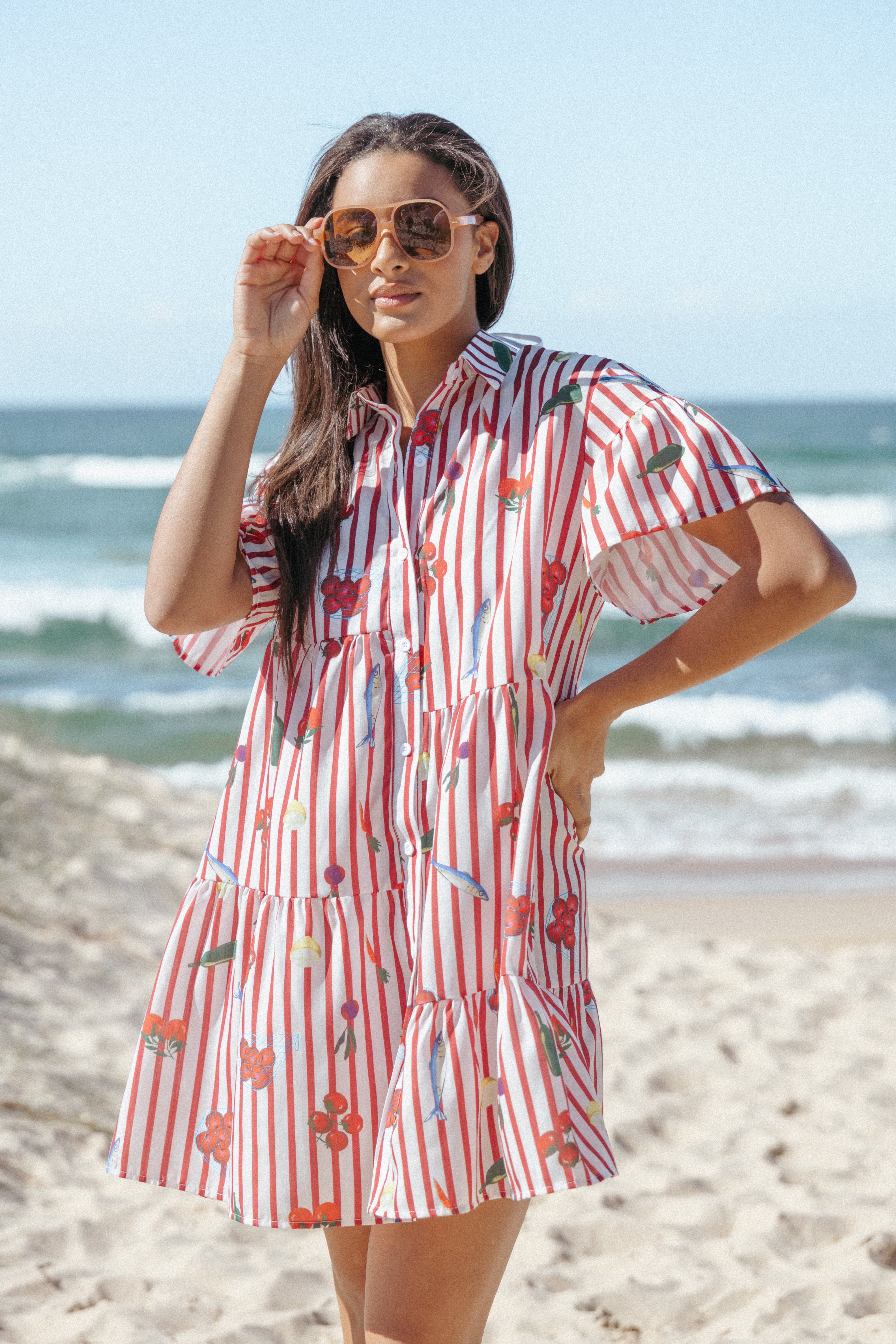  Peachy Mini Dress - Red Picnic Stripe、mySite、sugarbowlscore