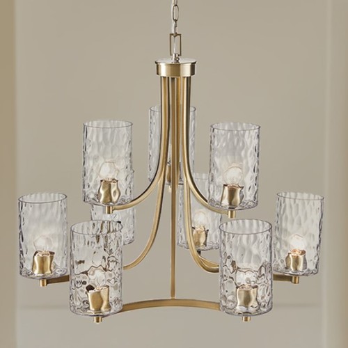 9-light Round Tiered Chandelier with Textured Glass Shades、、eastwooduniform