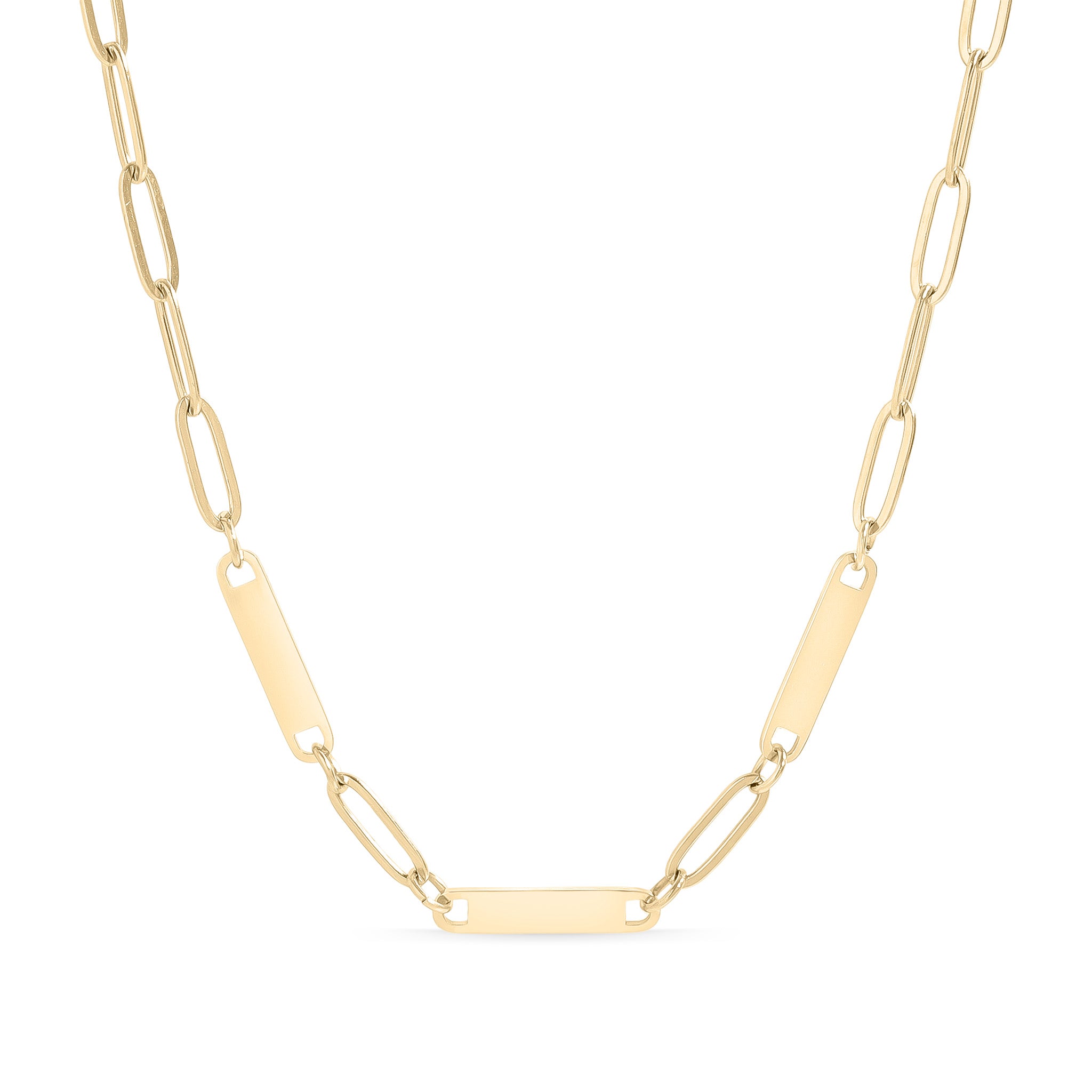 18K Gold PVD Stainless Steel Engravable Paperclip 3 Bar Necklace / SBB0313、mySite、dreamappss