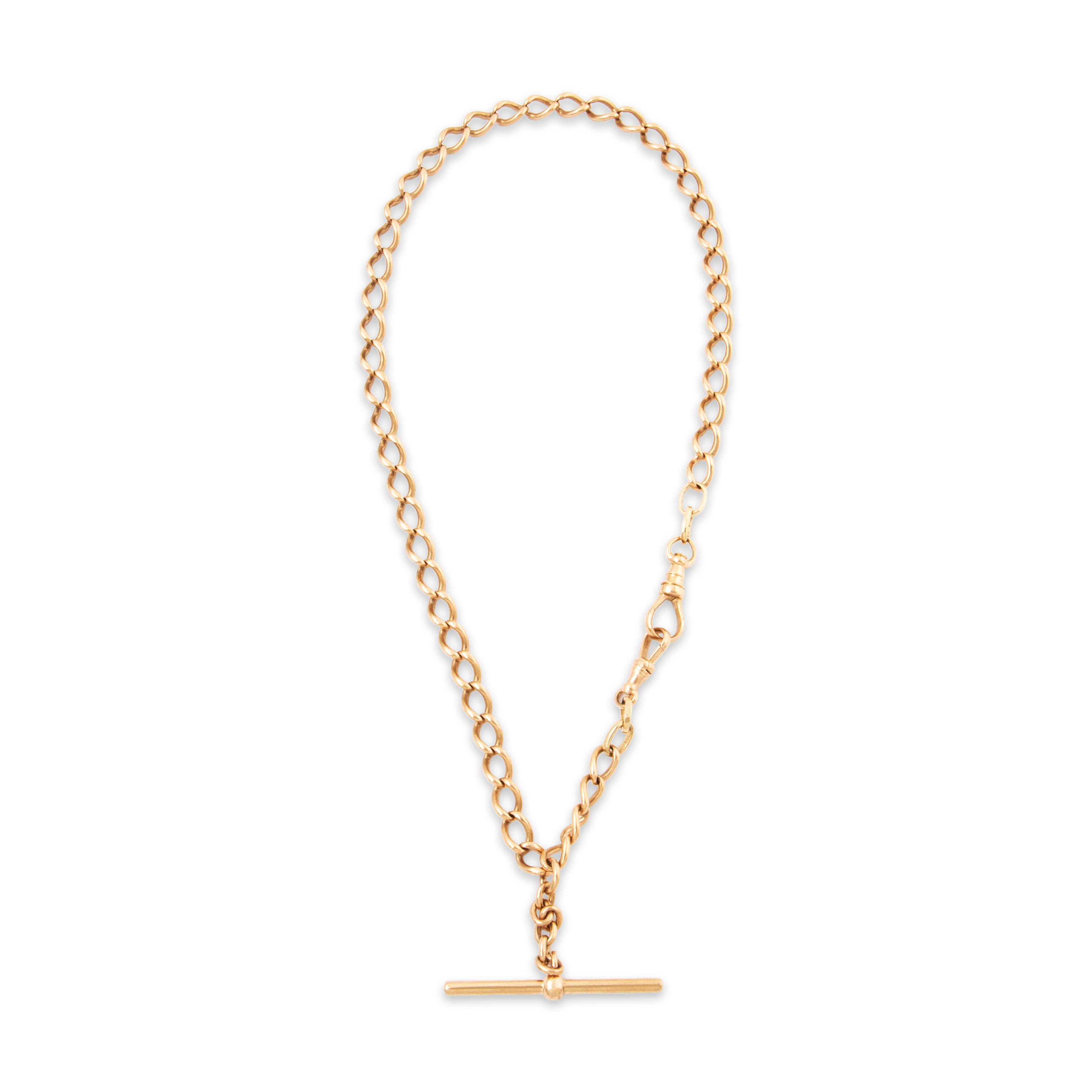 Antique Victorian Heavy 14k Rosy Yellow Gold Watch Chain T-Bar Necklace 15.75、mySite、hinf8tx79