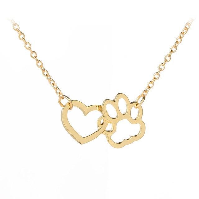 Pet Paw Print and Heart Necklaces Cute Necklace for Pet Lovers、mySite、g9winljtr