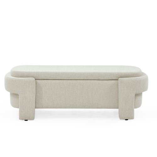 Linen Fabric Upholstered Bench with Large Storage Space for the Living Room, Entryway and Bedroom,Beige,( 51.5''x20.5''x17'' )、、casual