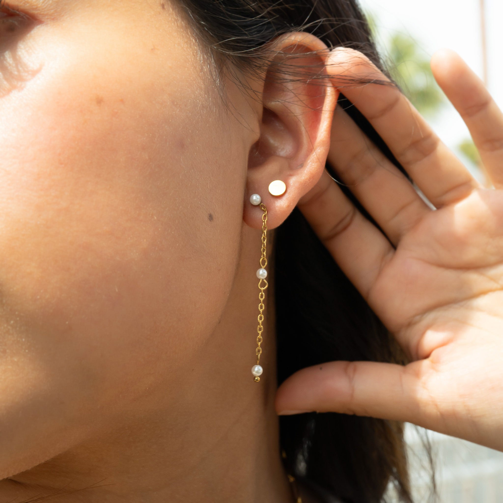 18K Gold PVD Stainless Steel Round Stud Earrings / ERJ0054、mySite、dreamappss