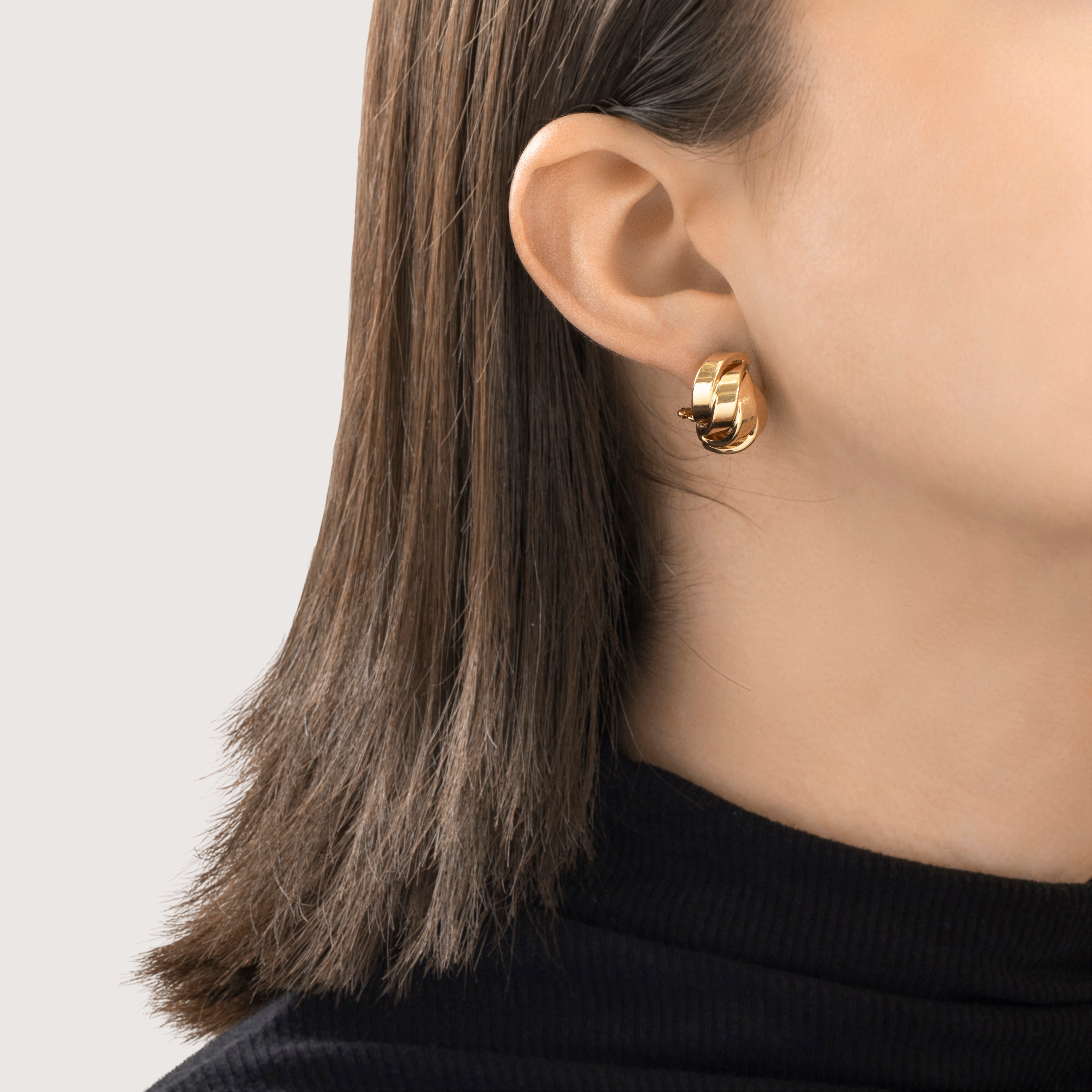 Vintage Italian 14k Yellow Gold Statement Twists Omega Back Earrings、mySite、hinf8tx79