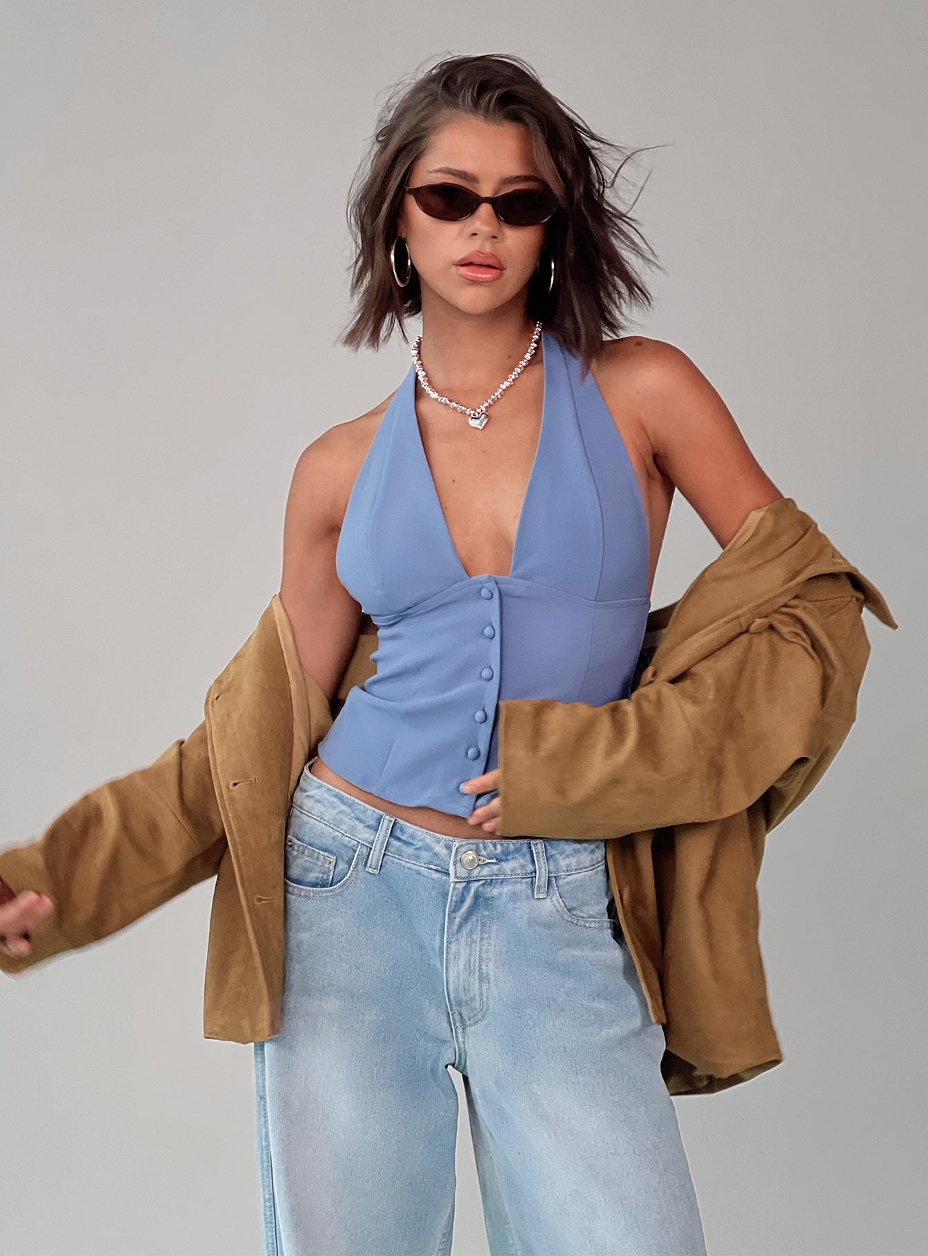 Serefina Halter Top Blue Slate、mySite、solidvoid