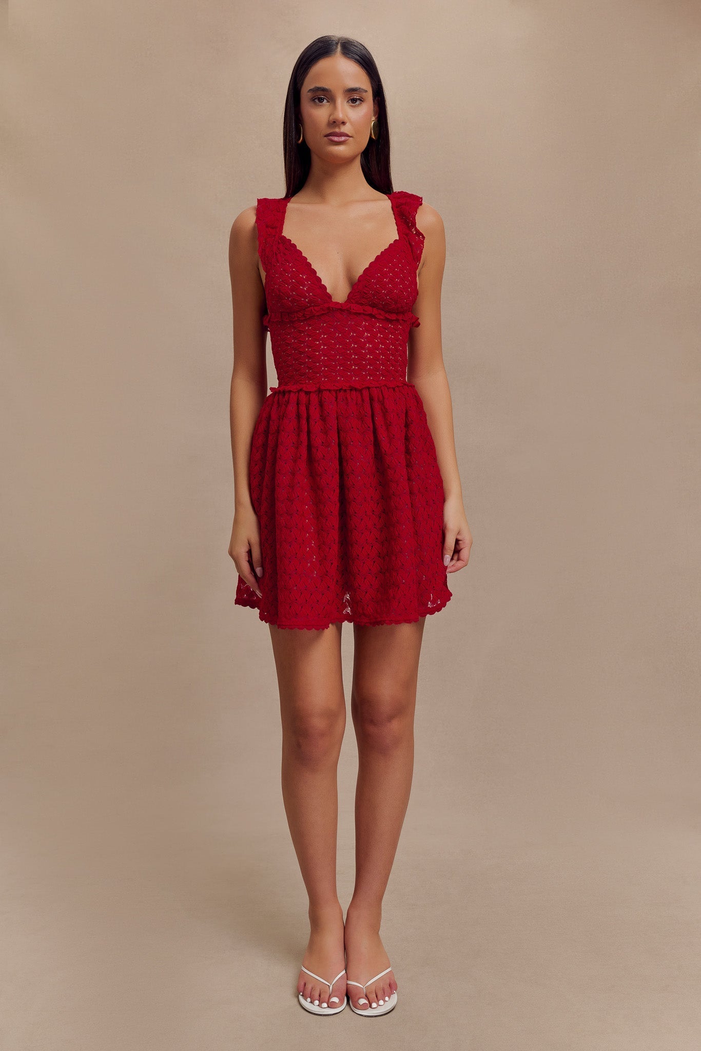 Ezra Lace Mini Dress - Deep Red、mySite、solidvoid