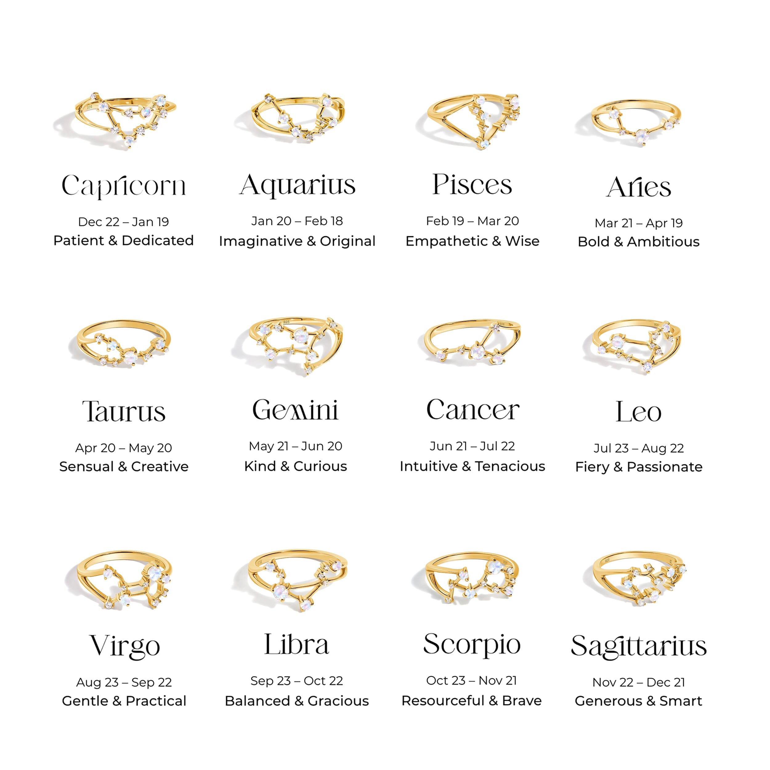 Moonstone Ring - Aries Zodiac Constellation、mySite、hinf8tx79