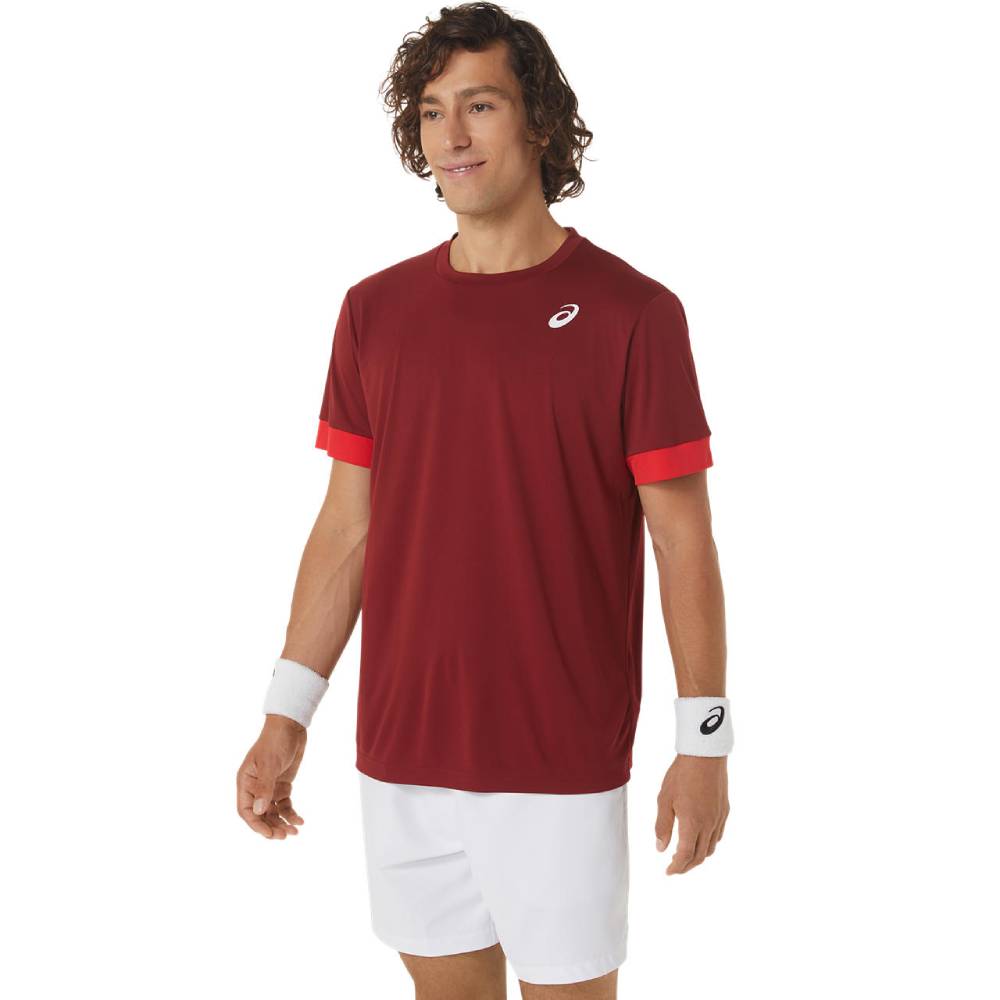 Asics Men's Court Short Sleeve Top (Beet Juice/Classic Red)