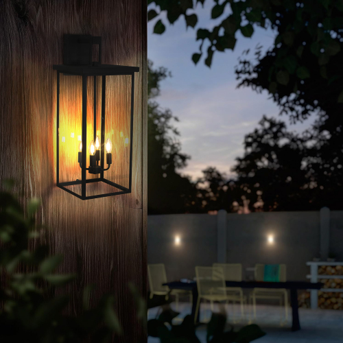 (Same as W1340119953/L1014) 4-Light Black Outdoor Wall Light (No Bulbs)、、eastwooduniform