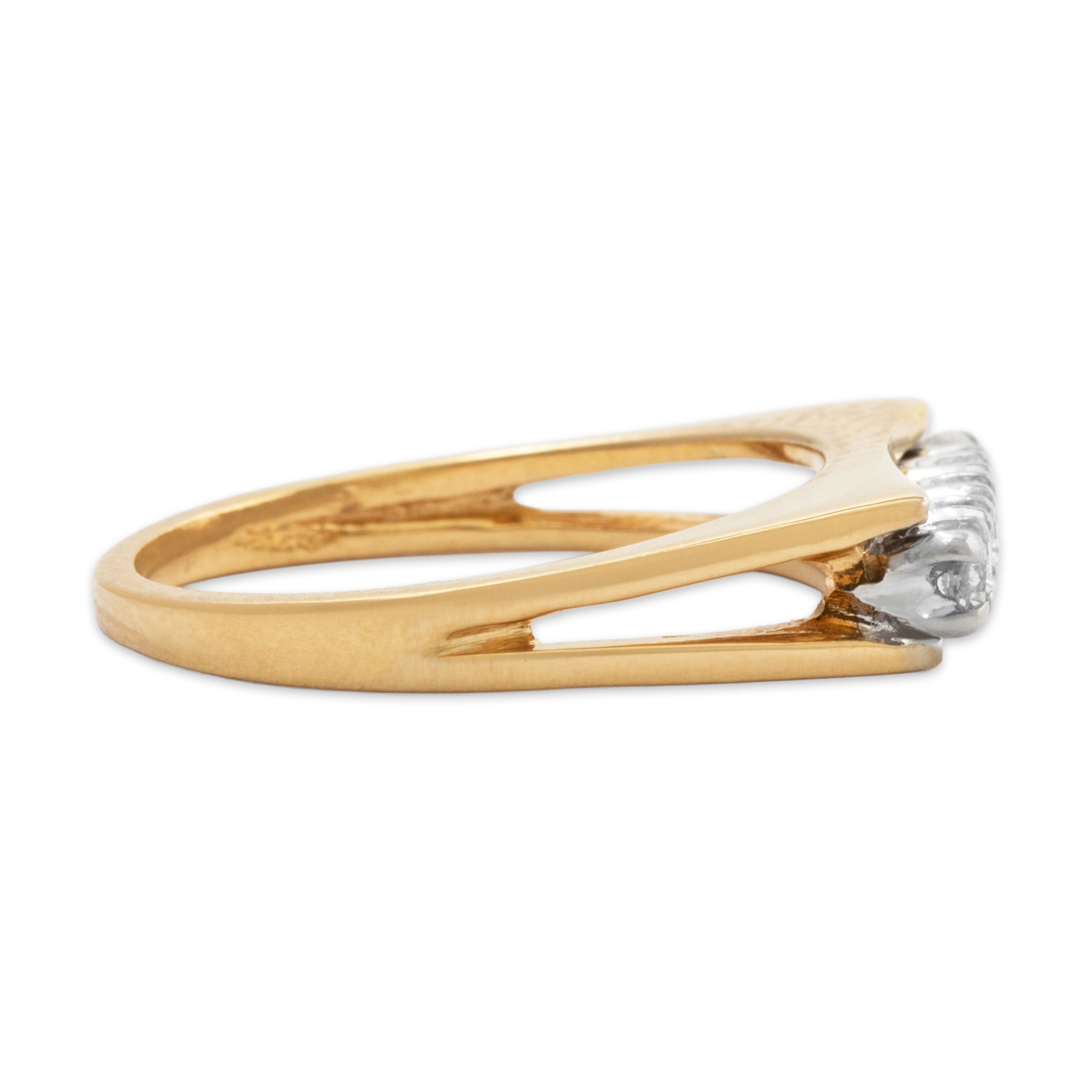 Vintage 14k Yellow Gold Diamond Elegant Band of Light Ring 5.75、mySite、hinf8tx79