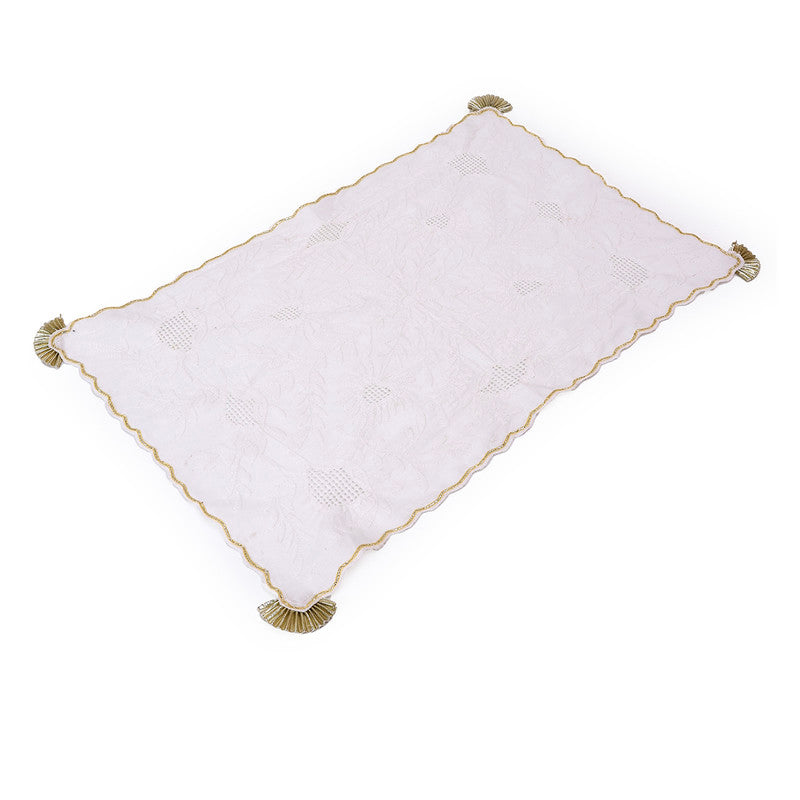 Cotton Table Mat Set | Placemats | White & Gold | Set of 4、mySite、camillekostekn