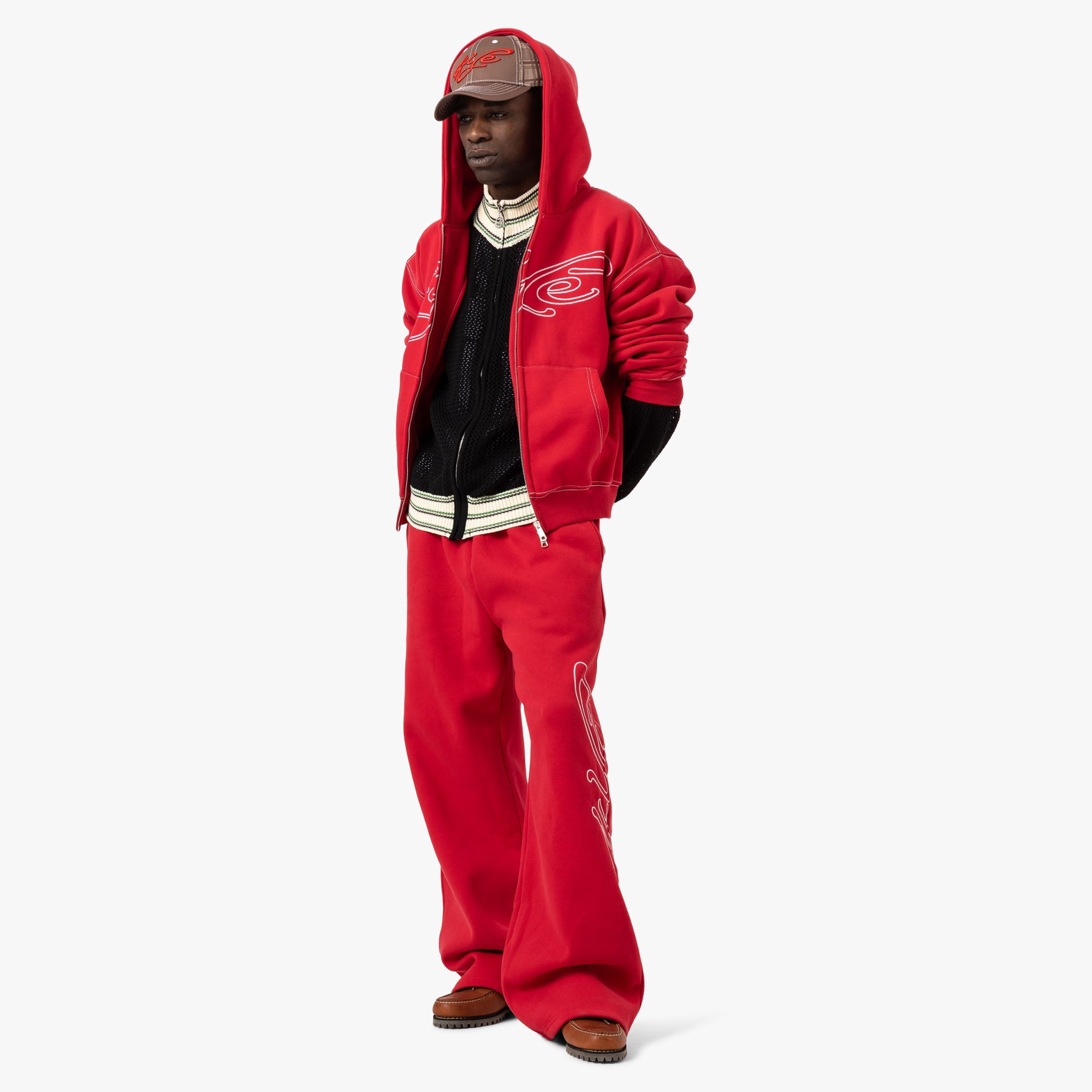  4YE Signature Zip Hoodie / Red / White、mySite、merchandisen