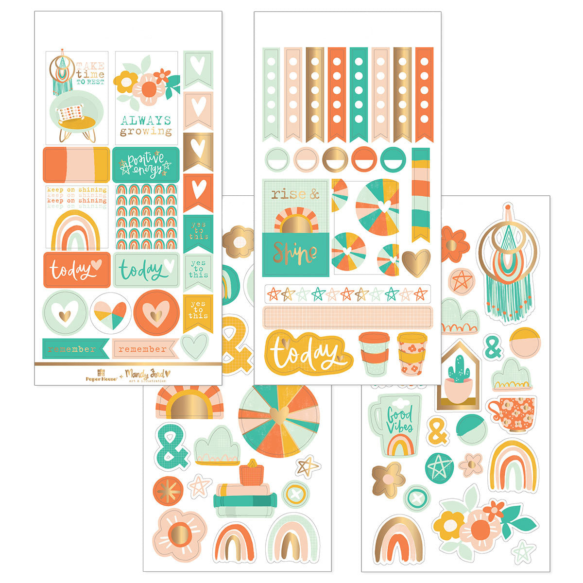  Mandy Ford Boho Rainbow Planner Stickers、mySite、ghnorth