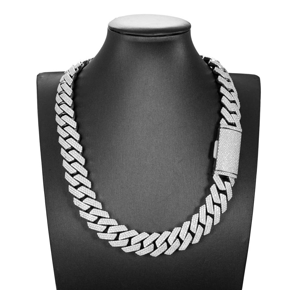 3 Row 20MM Prong Moissanite Cuban Link Chain 14K Gold、mySite、hinf8tx79