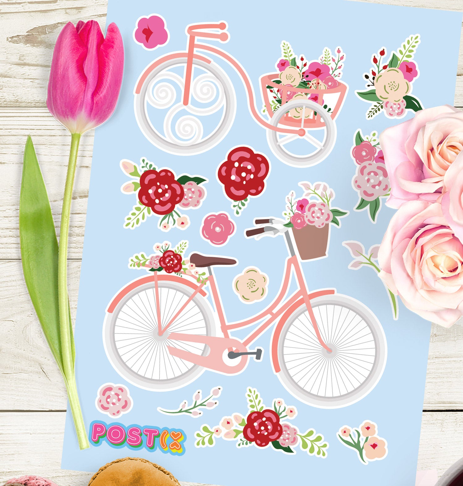  Floral Cruiser Bicycle Sticker Sheet、mySite、ghnorth