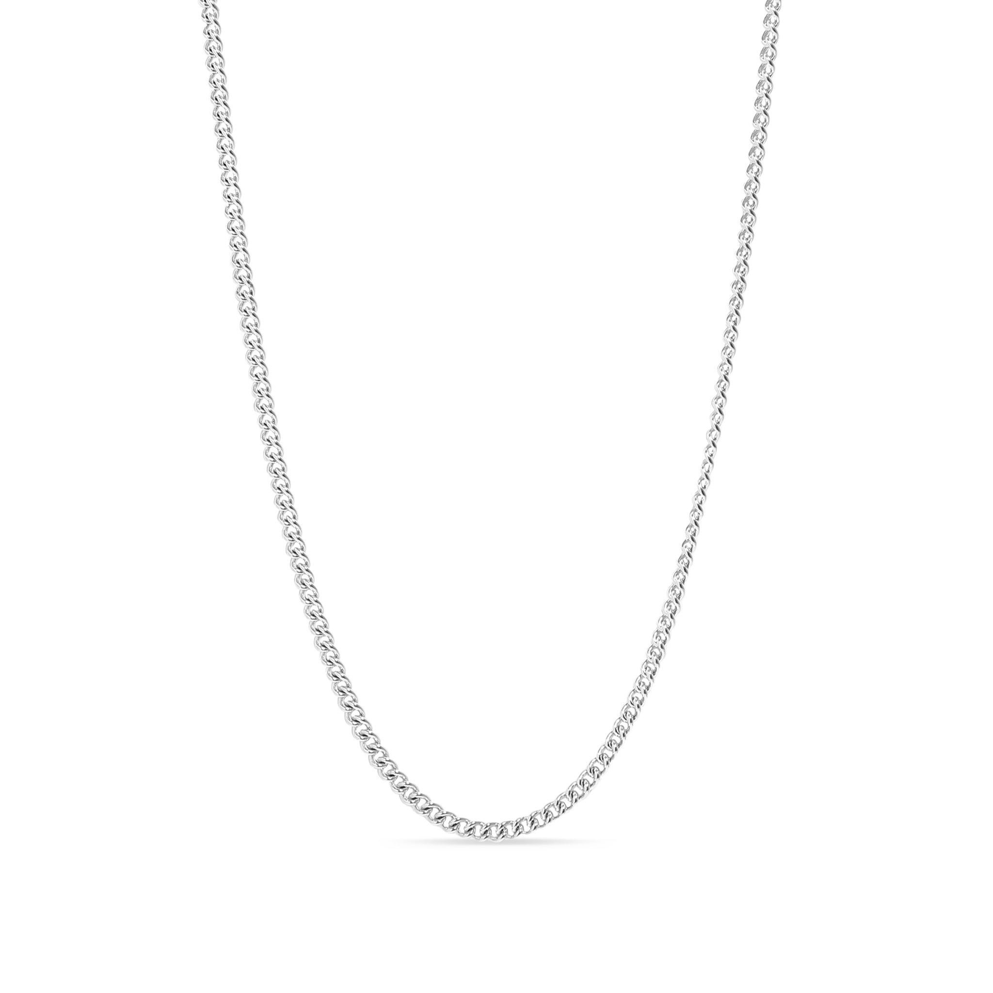 Sterling Silver Platinum Plated Diamond Cut Curb Chain / SSC0002、mySite、dreamappss