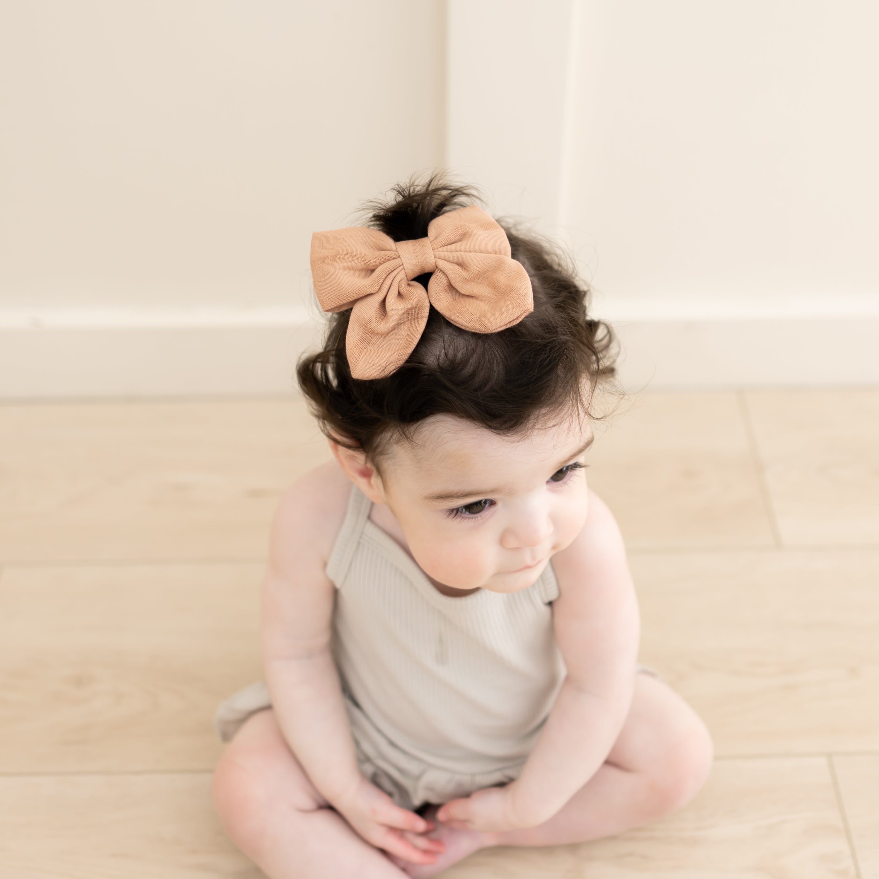  Bamboo Muslin Alligator Clip Bow in Fawn、mySite、layawaytickets