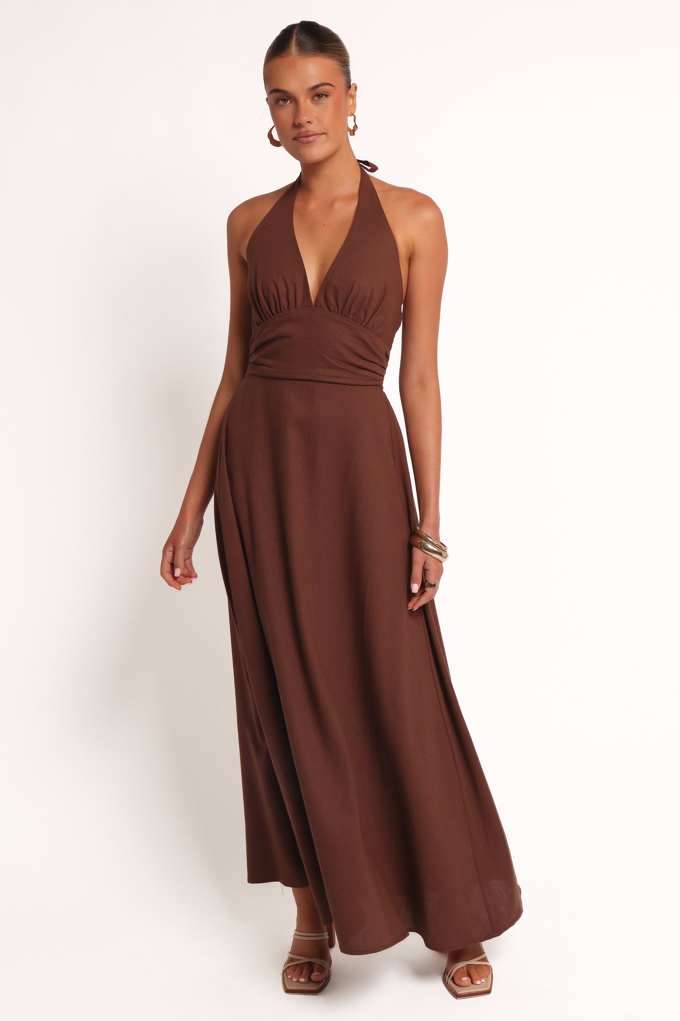  Marie Halterneck Maxi Dress - Chocolate、mySite、sugarbowlscore