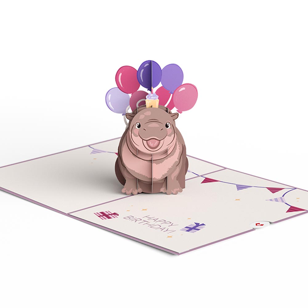 Baby Pygmy Hippo Birthday Pop-Up Card、mySite、solidvoid