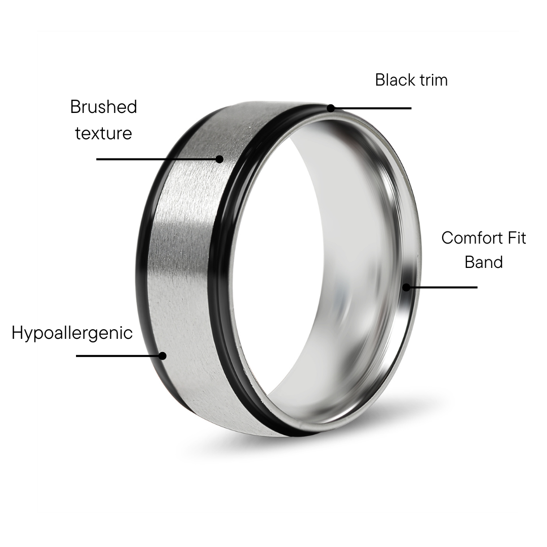 Stainless Steel Black Trim Brushed Center Blank Ring / CFR2929、mySite、dreamappss