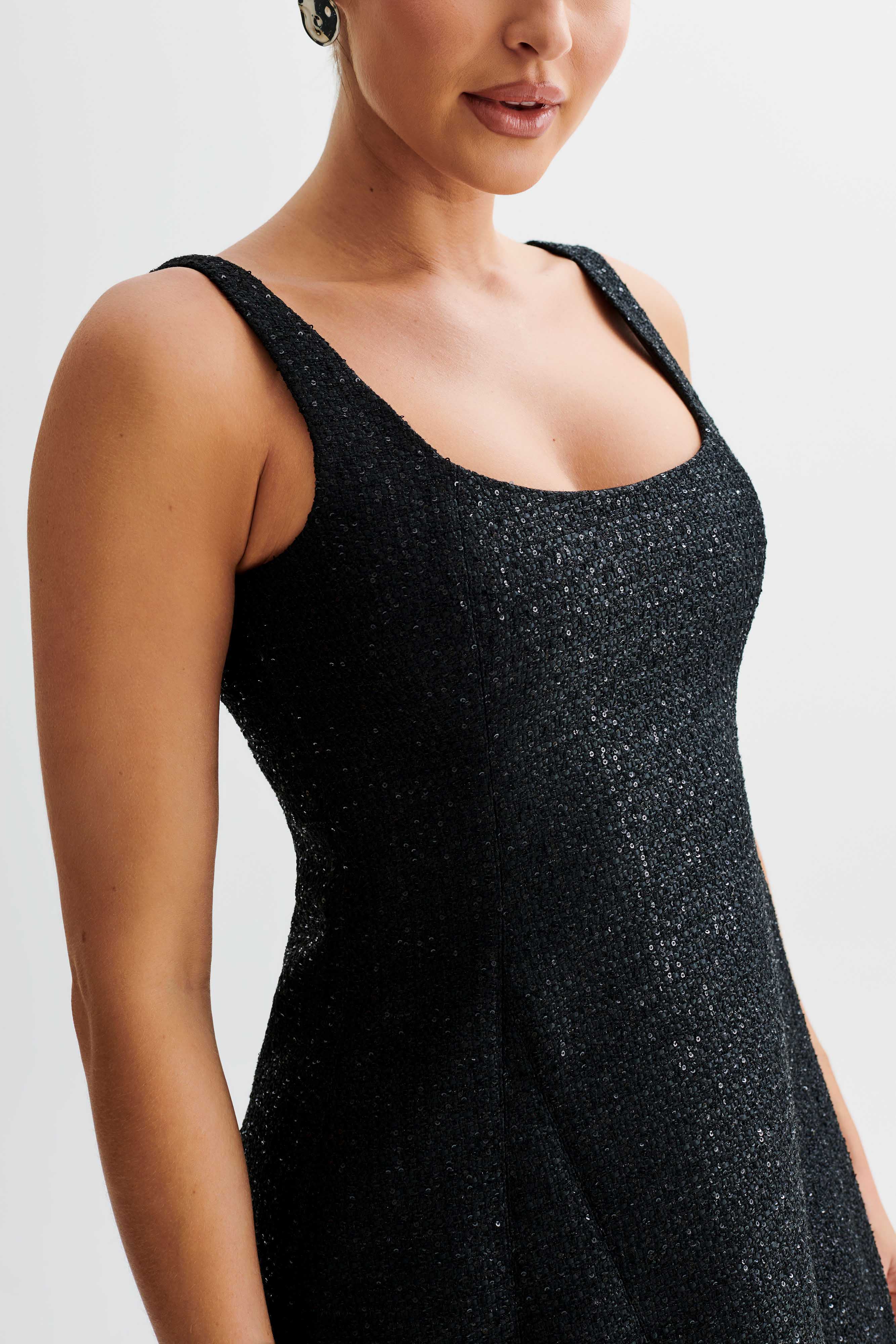 Beth Tweed Mini Dress - Black、mySite、solidvoid