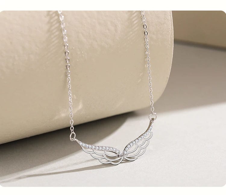 Angel Wings Bar Necklace Sterling Silver Dainty、mySite、g9winljtr