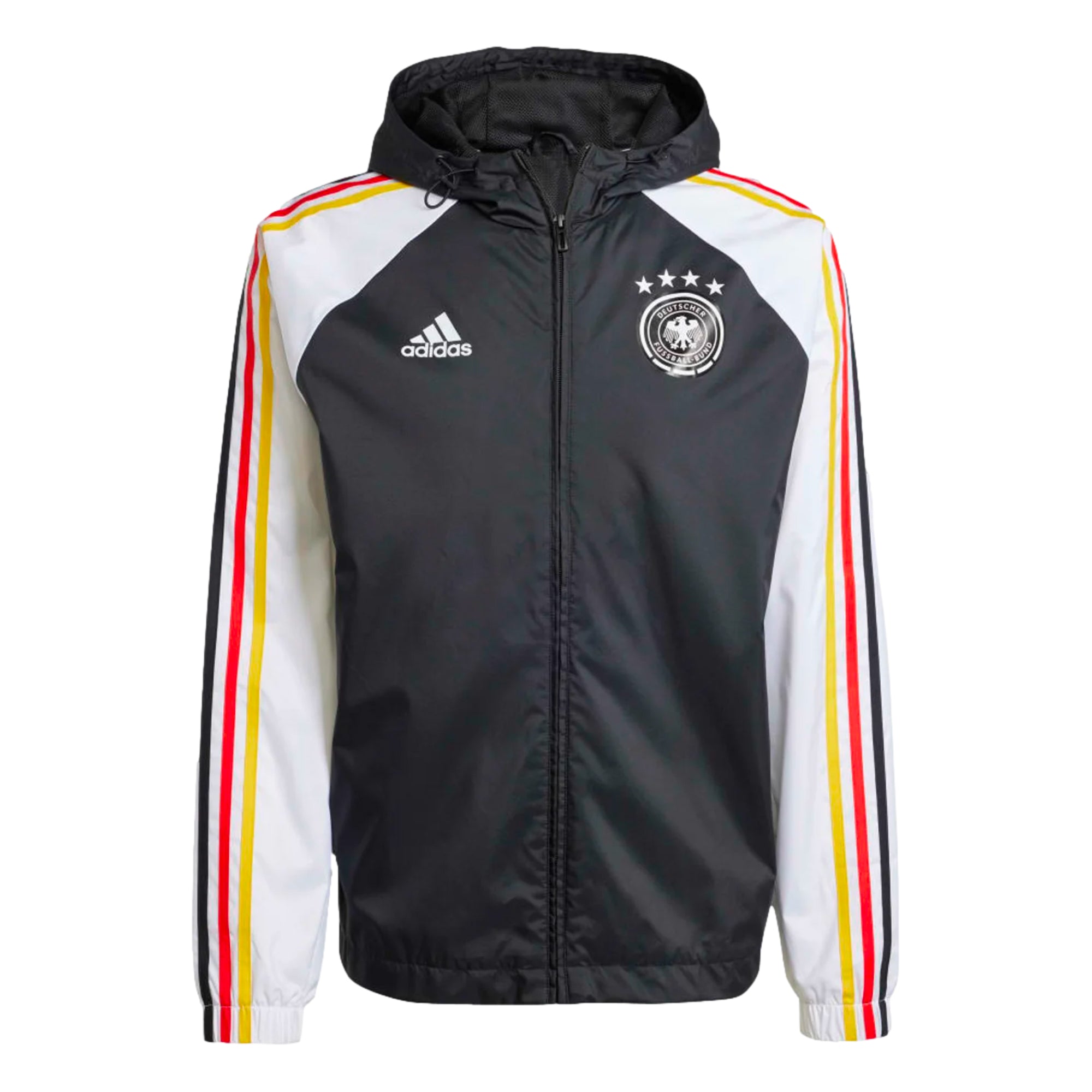 adidas Men's Germany DNA Windbreaker Full-Zip Jacket Black/White、mySite、noshort