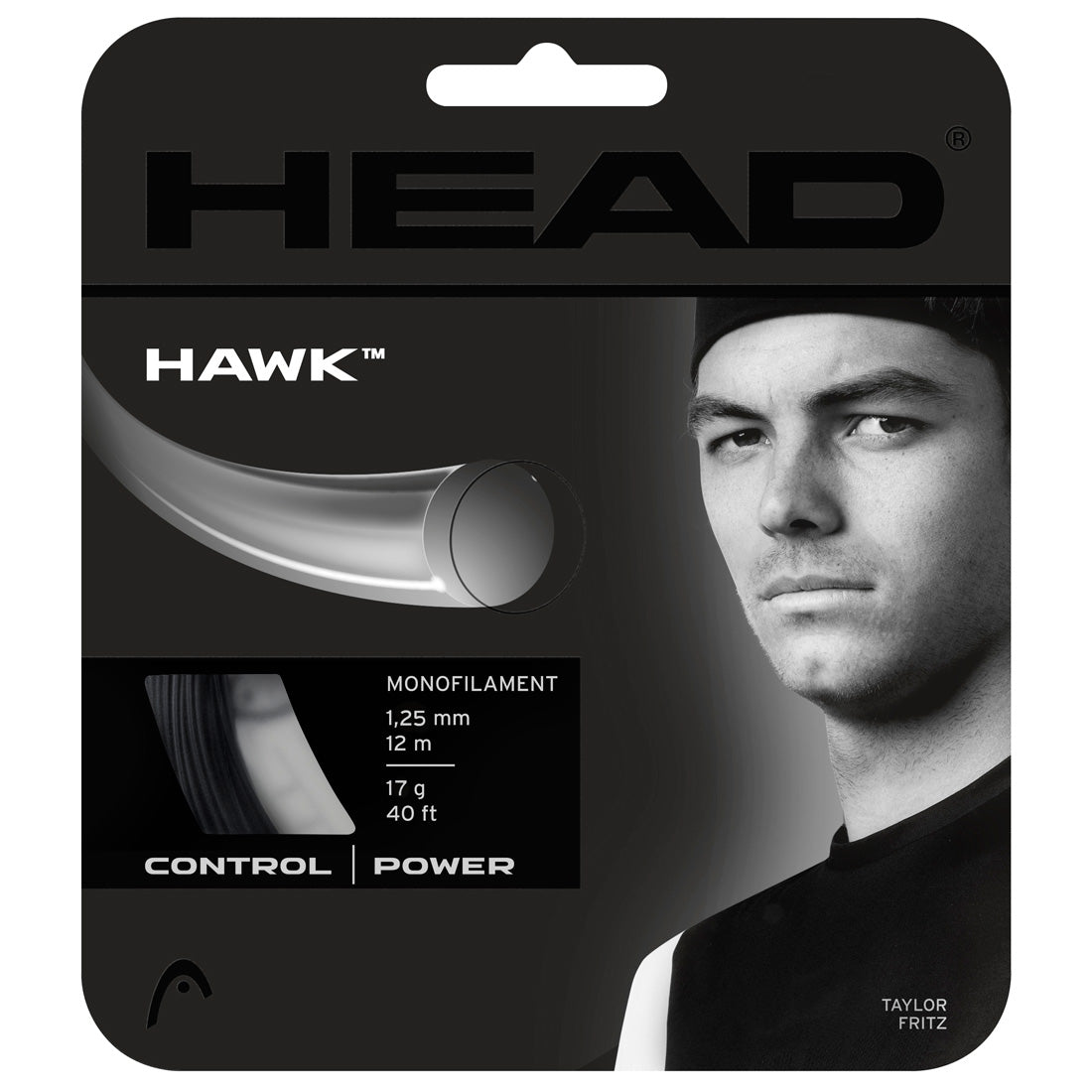 Head Hawk 17/1.25 Tennis String (Black)