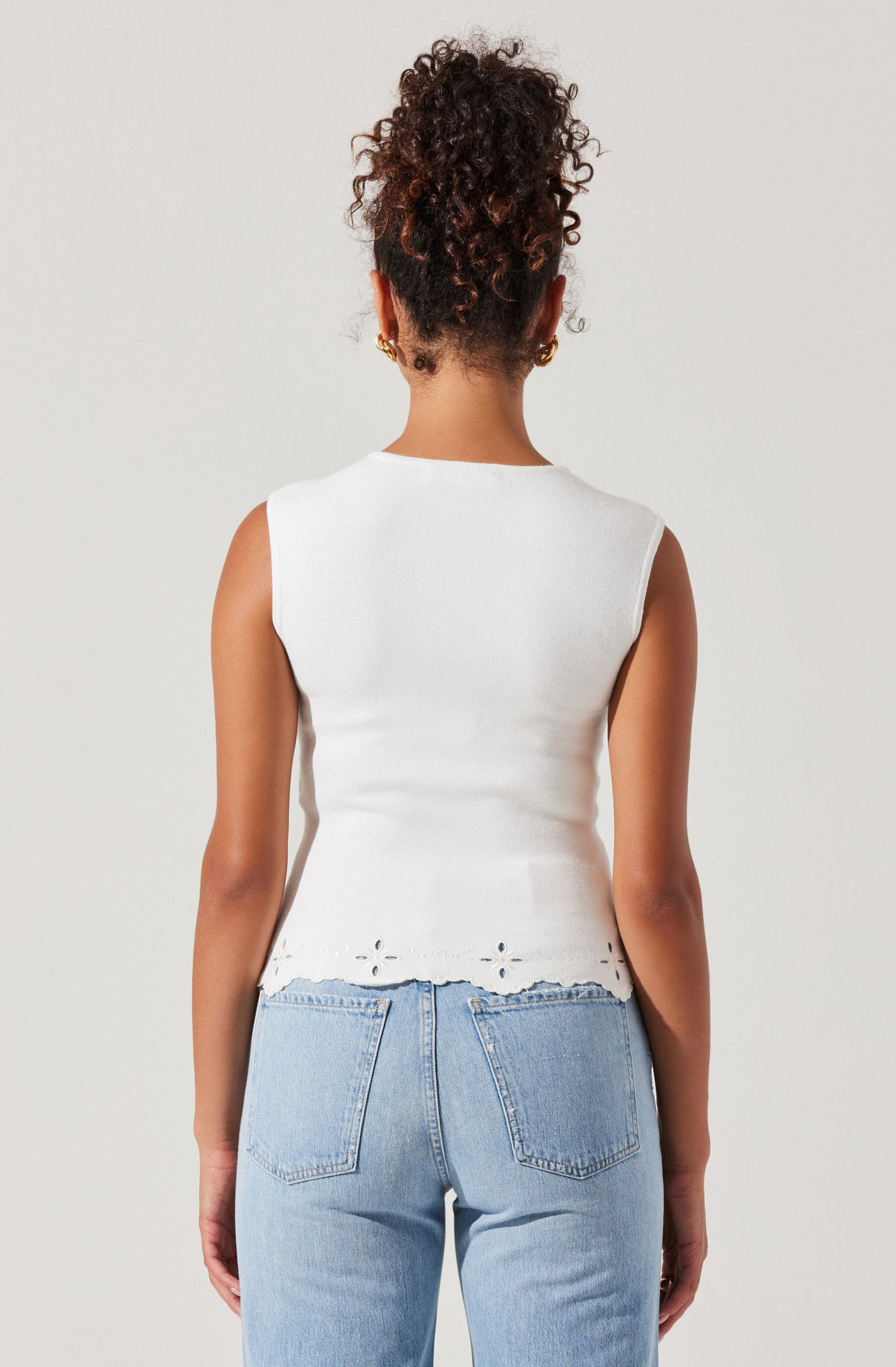 Ellamay Embroidered Trim Sweater Top、mySite、solidvoid