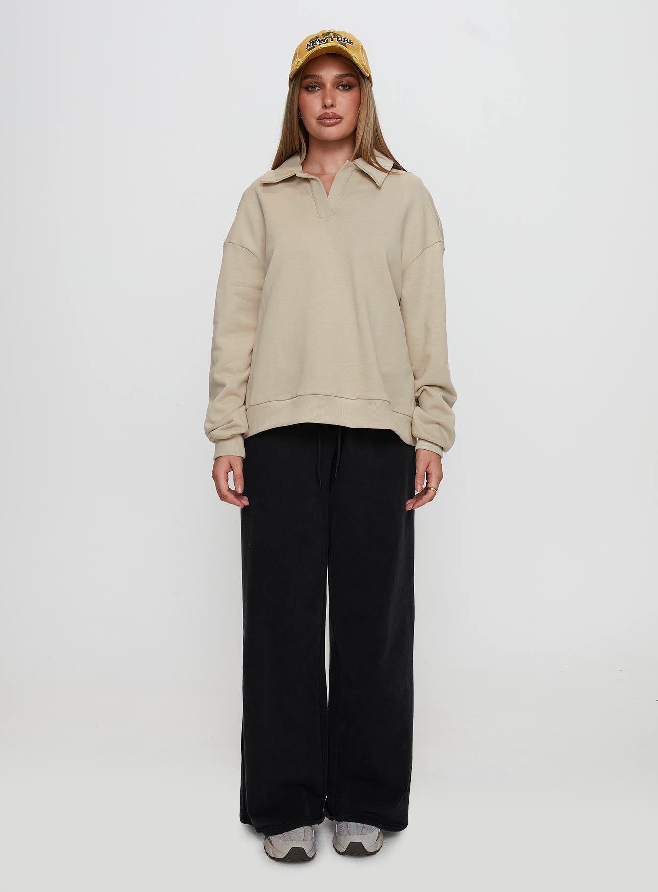 Back Around Collared Fleece Jumper Oat、mySite、solidvoid