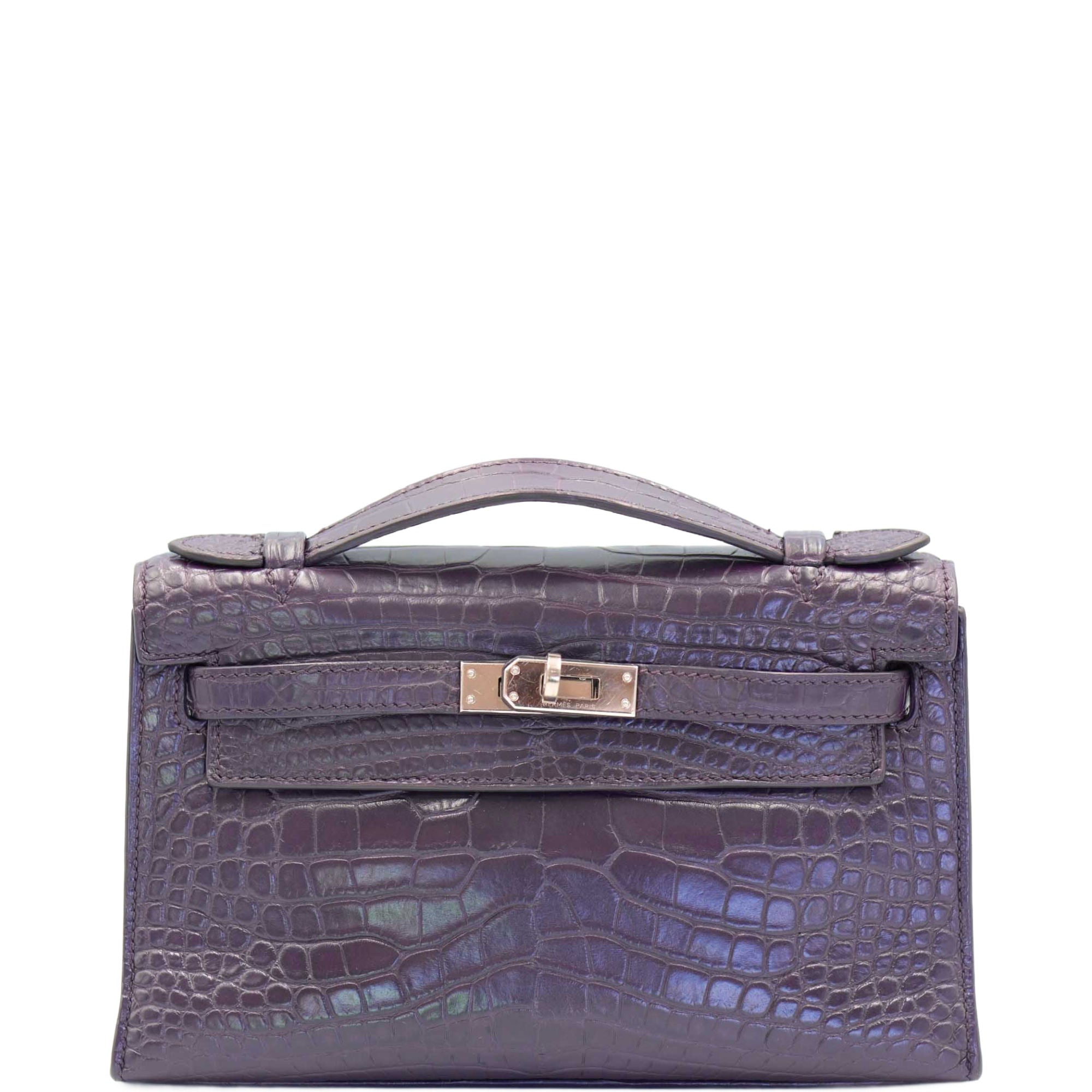 Hermès Mini Kelly Pochette Prunoir Matte Alligator with Palladium Hardware、mySite、garminoutage.com