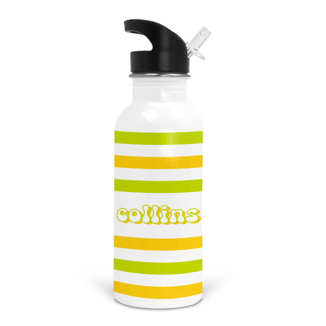  Yellow Stripes Personalized Kids Water Bottle、mySite、layawaytickets