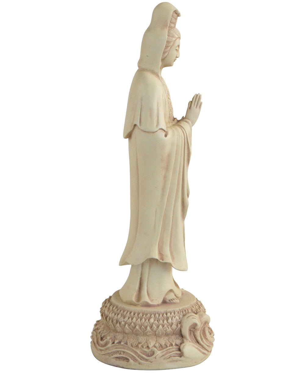 Serene Praying Kuan Yin Statue in Stone Finish、mySite、topwebapps