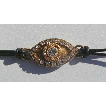 Michal Golan Crystal and Gold Tone Evil Eye Charm Bracelet、mySite、topwebapps