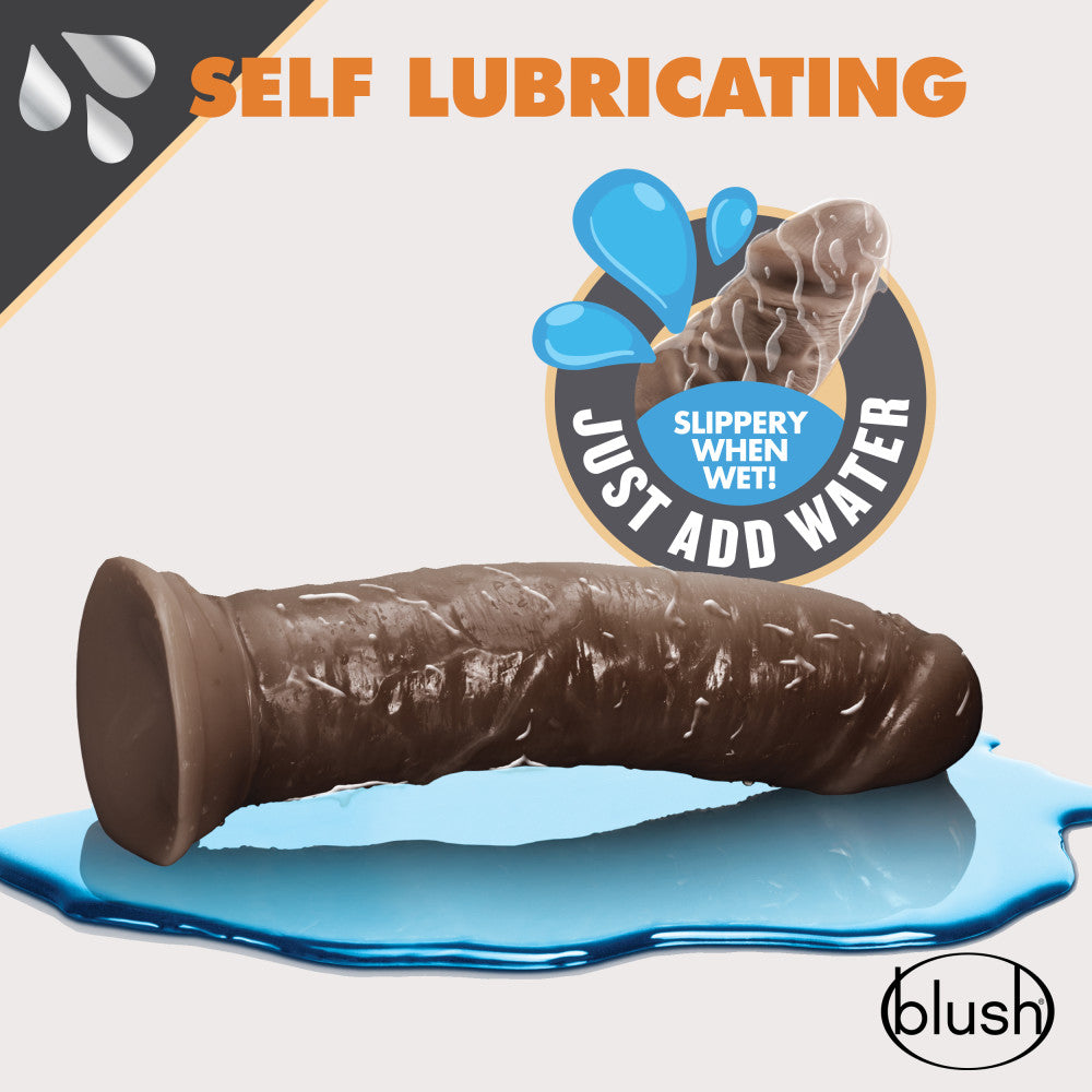 Dr. Skin Glide By Blush® | Realistic Chocolate 8-Inch Long Self-Lubricating Dildo With Suction Cup Base、mySite、bottomscart
