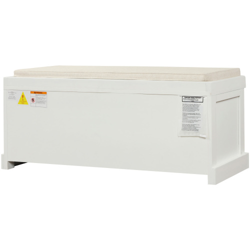 TREXM Rustic Storage Bench with 3 Removable Classic Rattan Basket , Entryway Bench with Removable Cushion (White Washed)、、casual