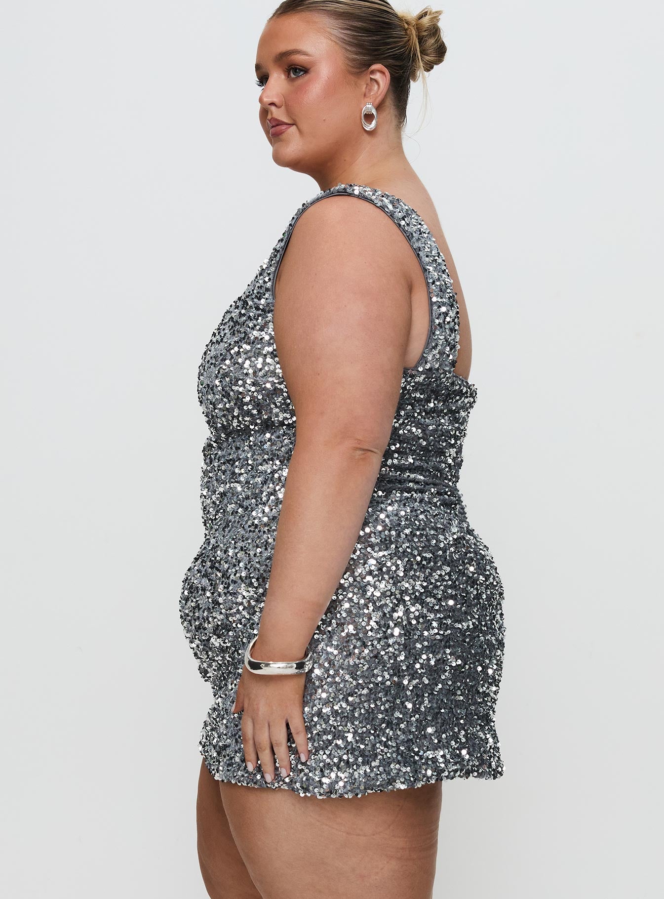 Miss Me Sequin Mini Dress Silver Curve、mySite、solidvoid