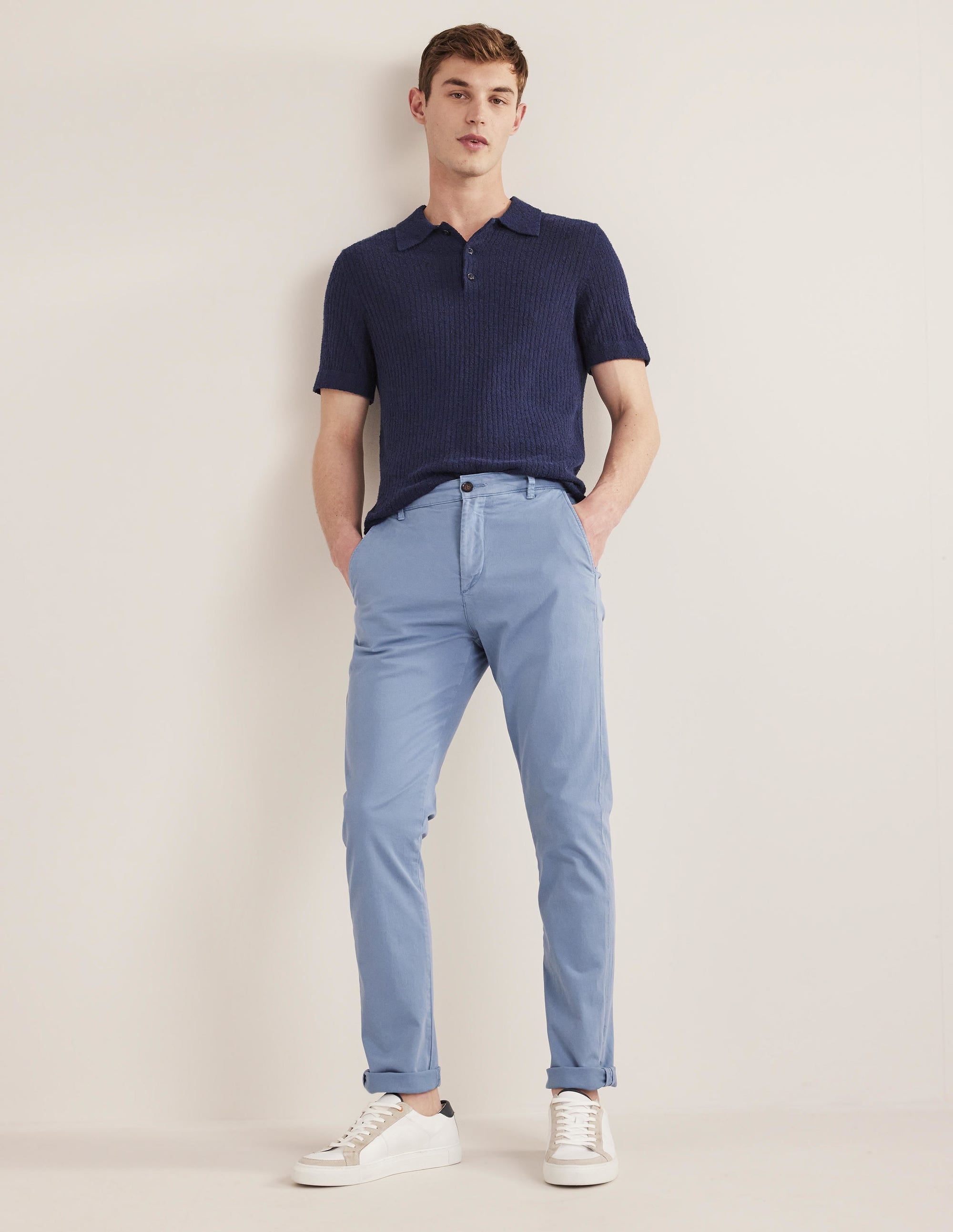  Laundered Chino Trousers-Captains Blue、mySite、ashleygrahame