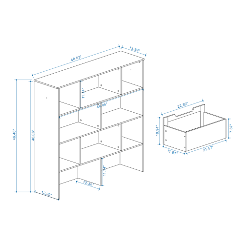 Toy Storage Organizer with 2 Movable Drawers, Multi-Functional 7 Shelf Kids Bookcase with 2 Hooks, Children Book Shelf for Kids Room, Nursery Storage Book Rack for Playroom, Classroom-White、、casual
