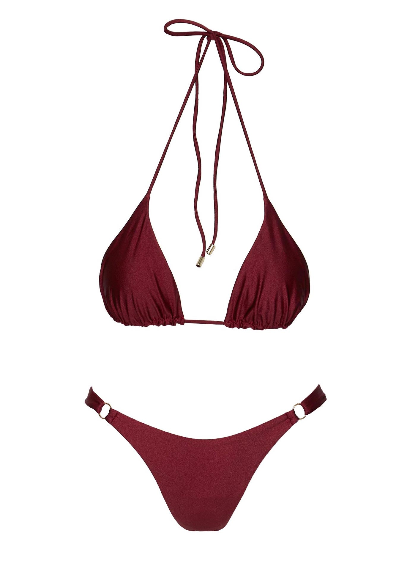 Nevaeh Shine Triangle Bikini Top Burgundy、mySite、solidvoid