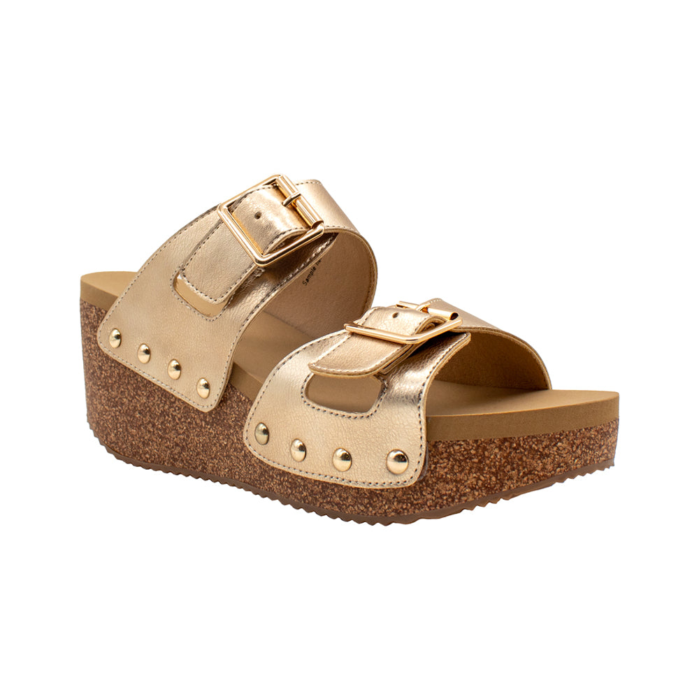 Gertrude Metallic Slide Wedge Sandals、mySite、gtrtttuynbv