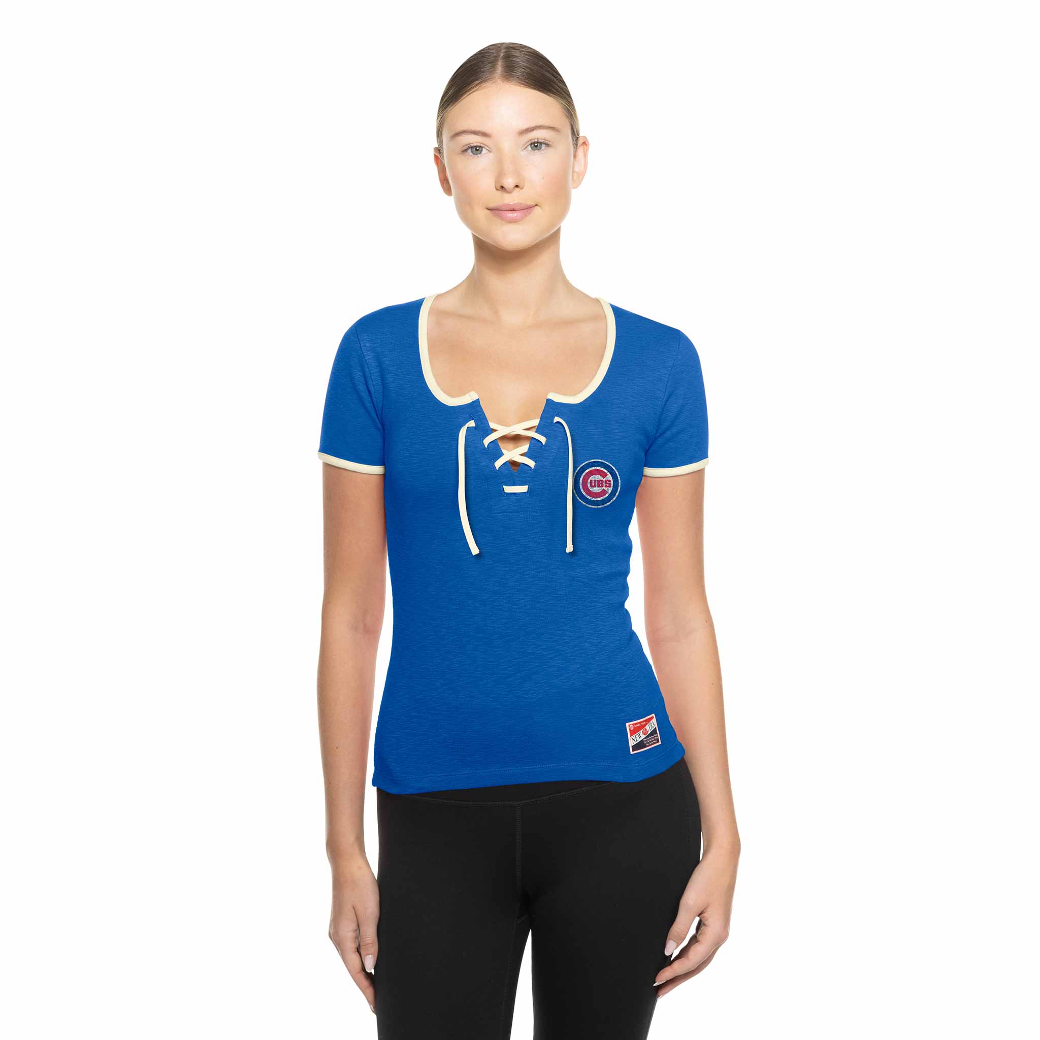 Chicago Cubs Women's New Era String Cropped T Shirt、mySite、vikingsvslions