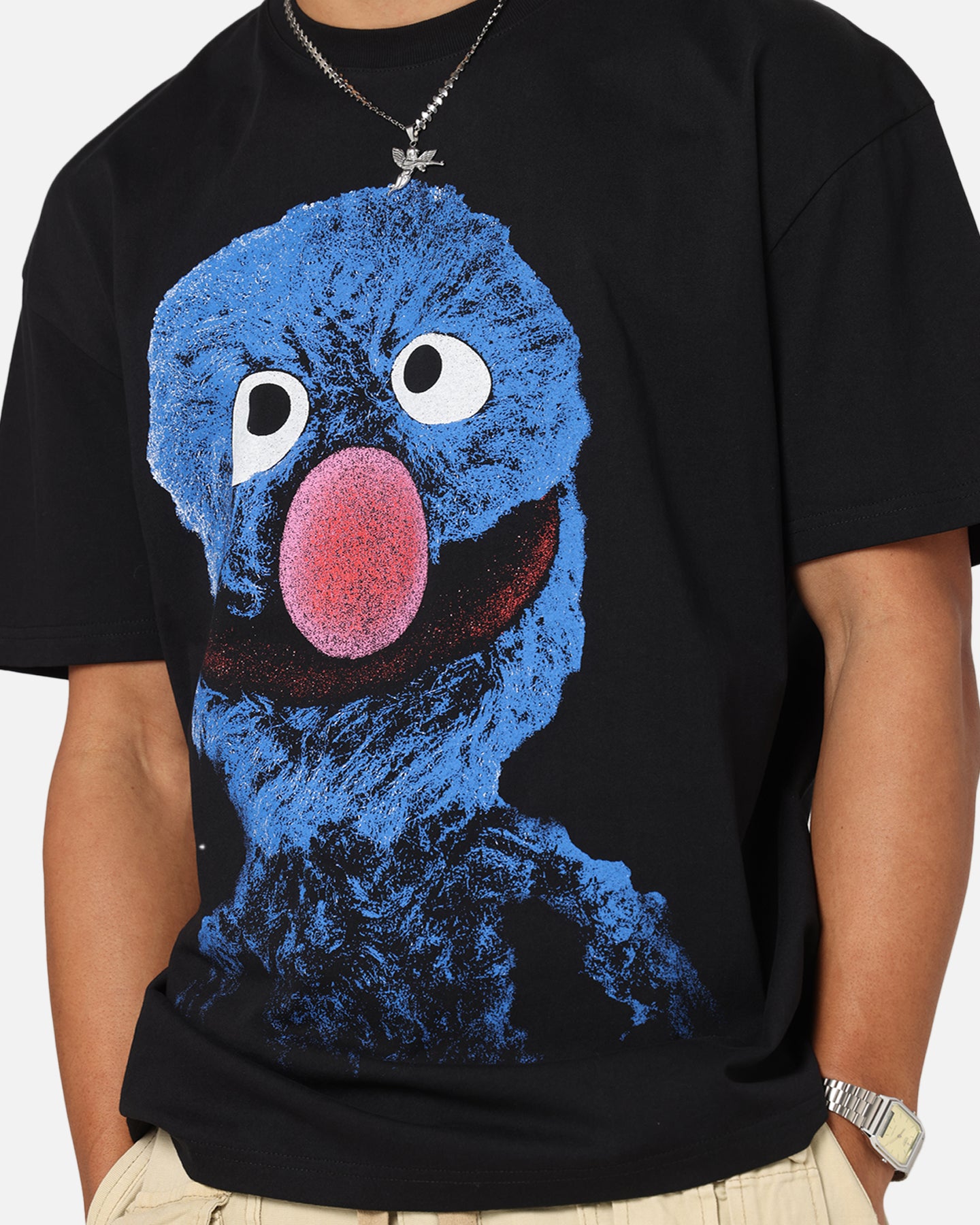American Thrift X Sesame Street Grover Grail Heavy T-Shirt Black、mySite、zt4zffjzw