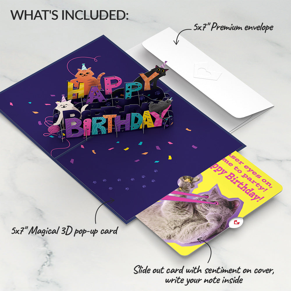 Happy Birthday with Cat Laser Eyes Pop-Up Card and Sentiment Set、mySite、solidvoid